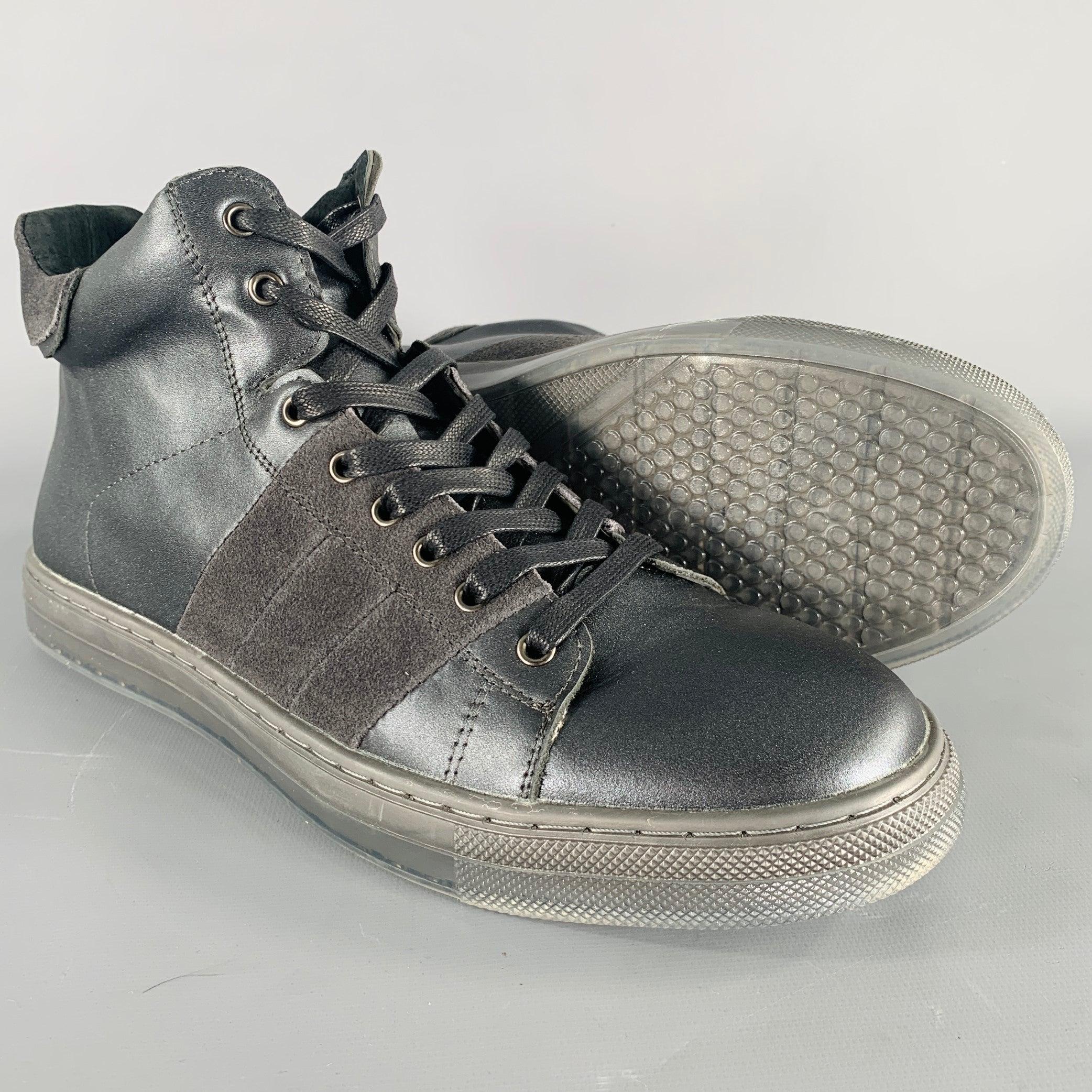 BADGLEY MISCHKA Size 10 Teddy Black Leather Sneakers For Sale 1