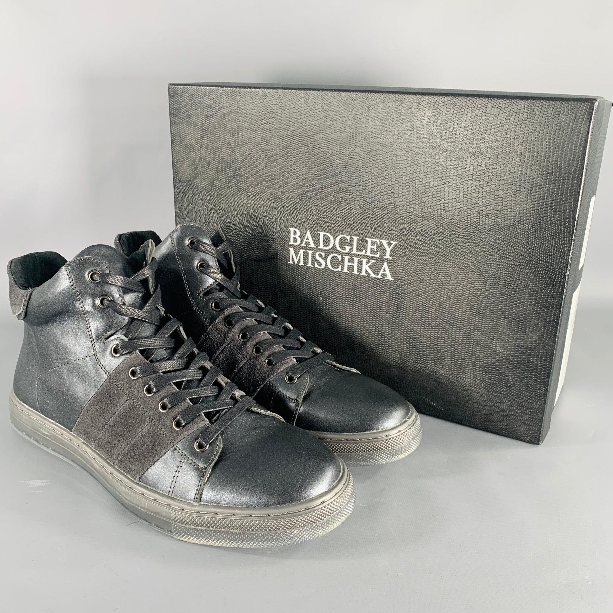 BADGLEY MISCHKA Size 10 Teddy Black Leather Sneakers For Sale 5