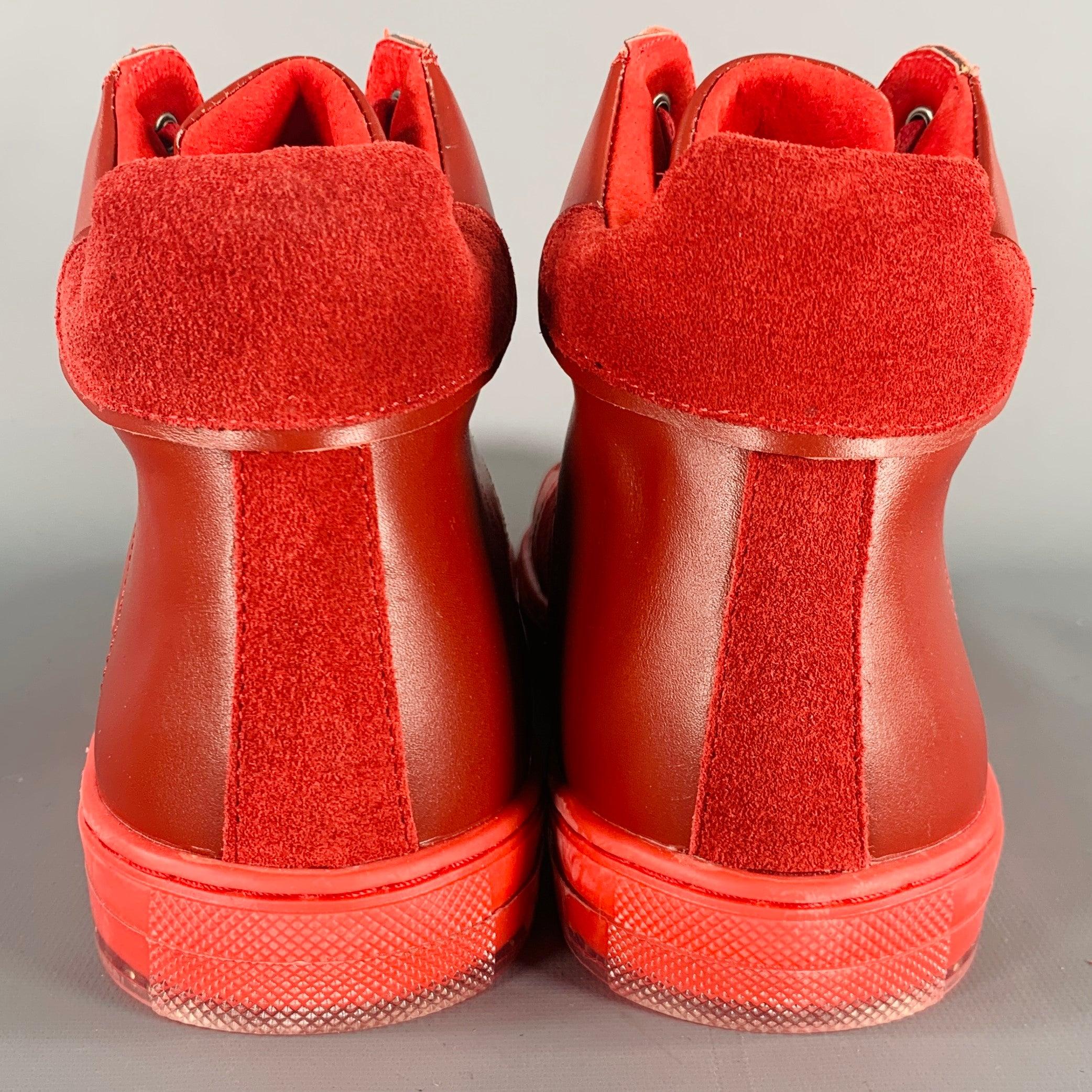 BADGLEY MISCHKA Size 10 Teddy Red Leather High Top Sneakers In Good Condition For Sale In San Francisco, CA