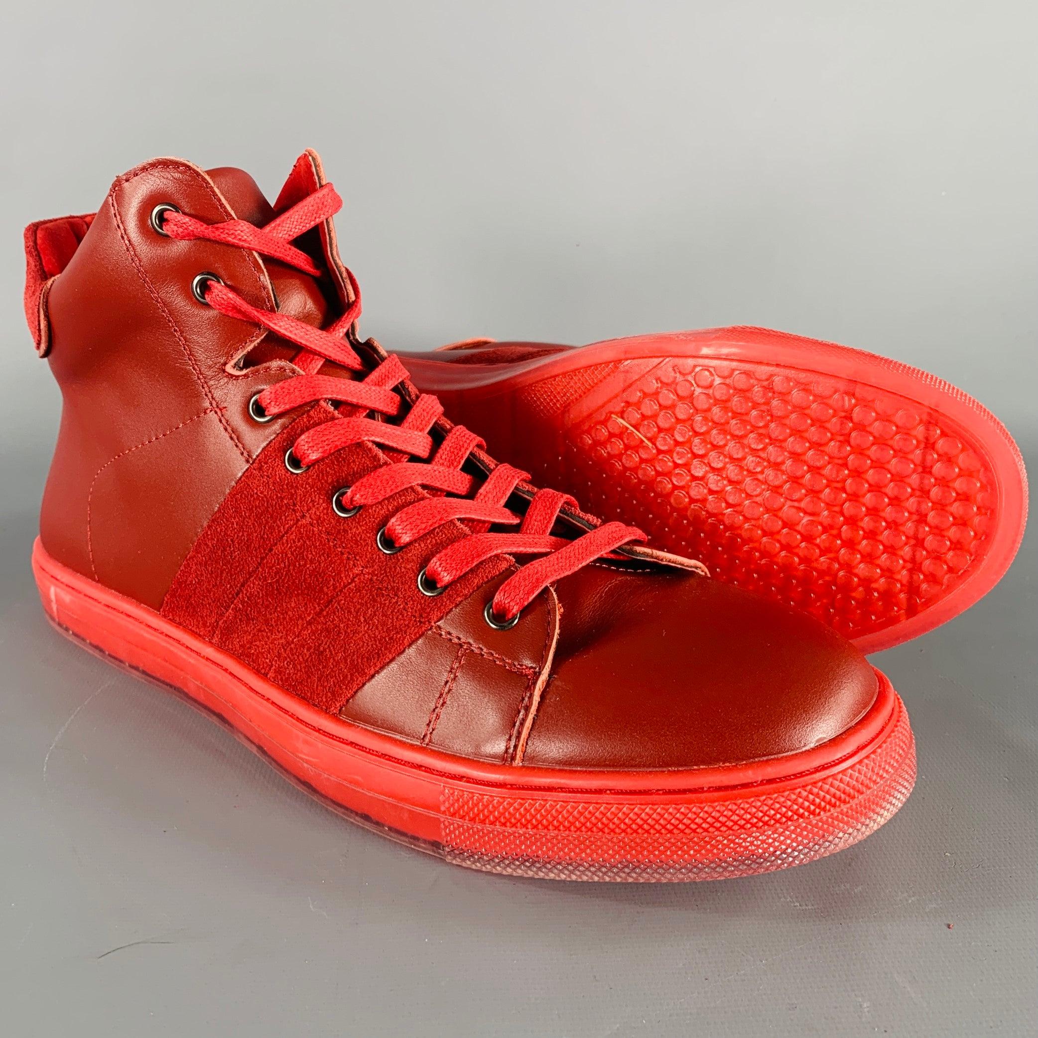BADGLEY MISCHKA Size 10 Teddy Red Leather High Top Sneakers For Sale 1