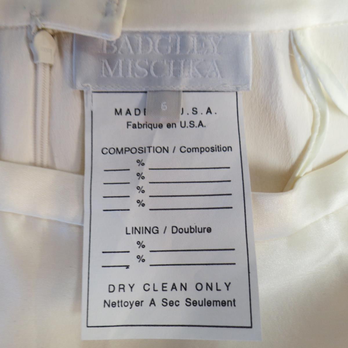Women's BADGLEY MISCHKA Size 6 Cream Structured Satin Pencil Skirt For Sale