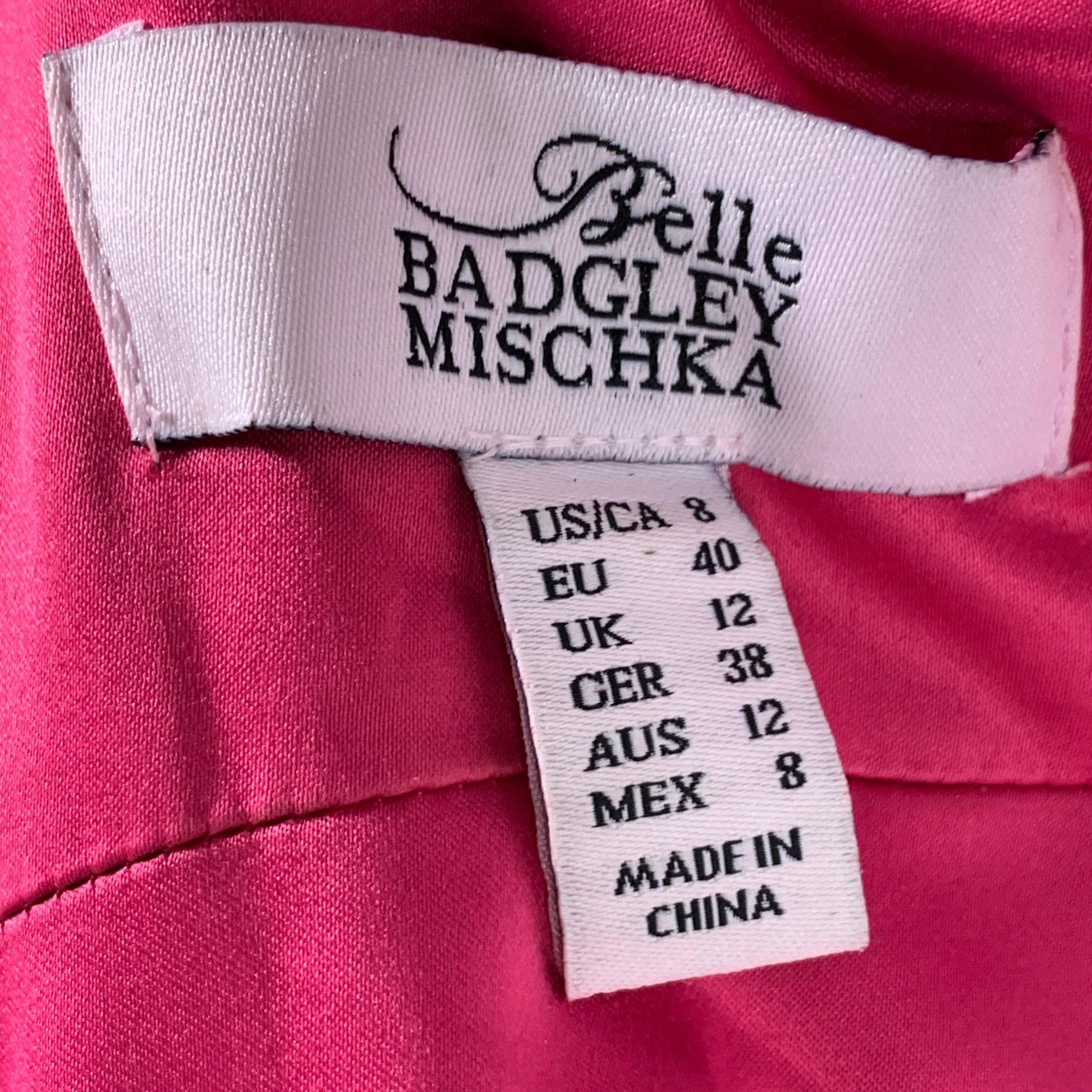 BADGLEY MISCHKA Talla 8 Vestido rosa de poliéster con corte acanalado sin mangas y escote en V profundo en Excelente estado para la venta en San Francisco, CA