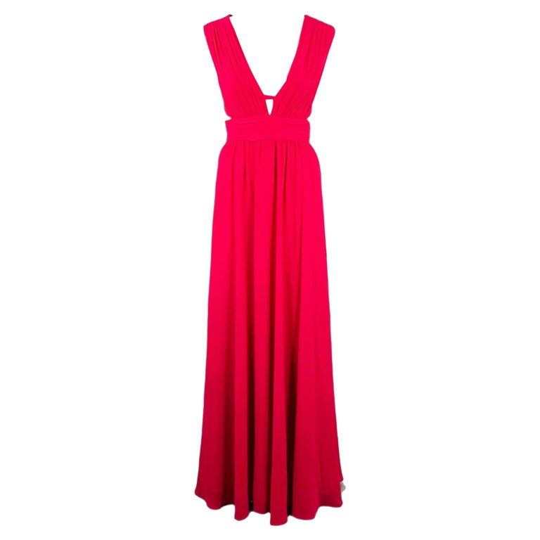 BADGLEY MISCHKA Size 8 Pink Polyester Ruched Cutout Sleeveless Deep V-Neck  Dress at 1stDibs
