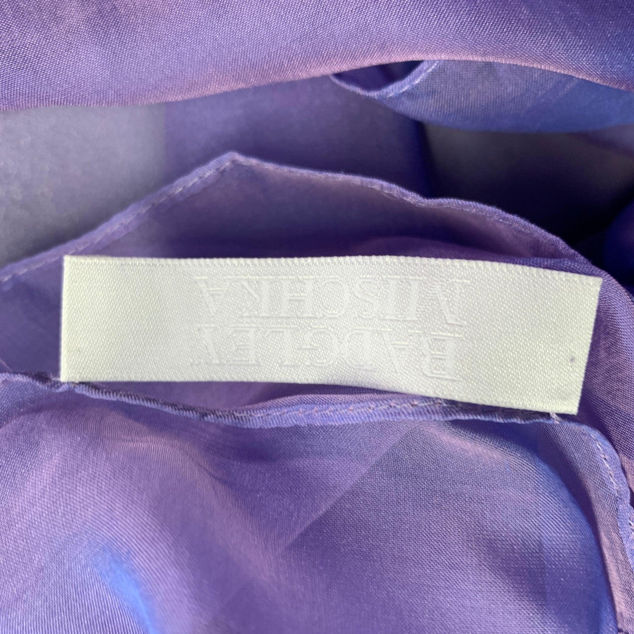 BADGLEY MISCHKA Talla S Vestido de noche halter de seda lila púrpura iridiscente en venta 4