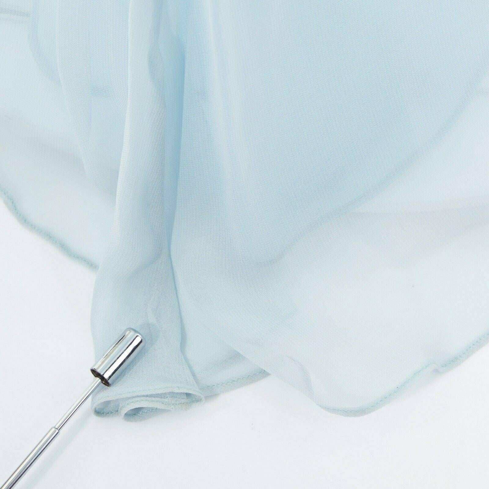 BADGLEY MISCHKA sky blue silk  bead embellished embroidered gown dress UK10 3