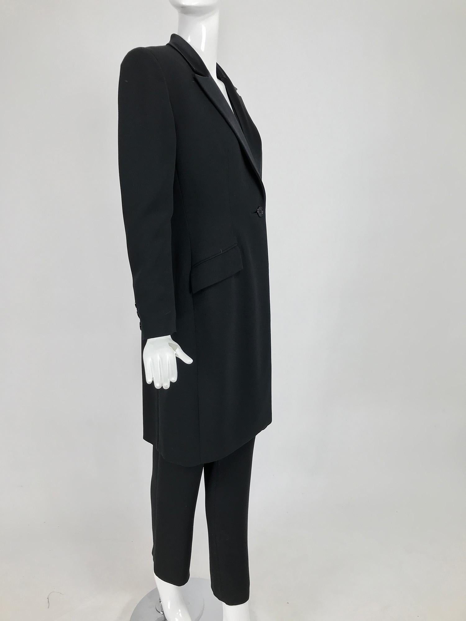 Badgley Mischka Tuxedo Coat and Jumpsuit Set in Black  8