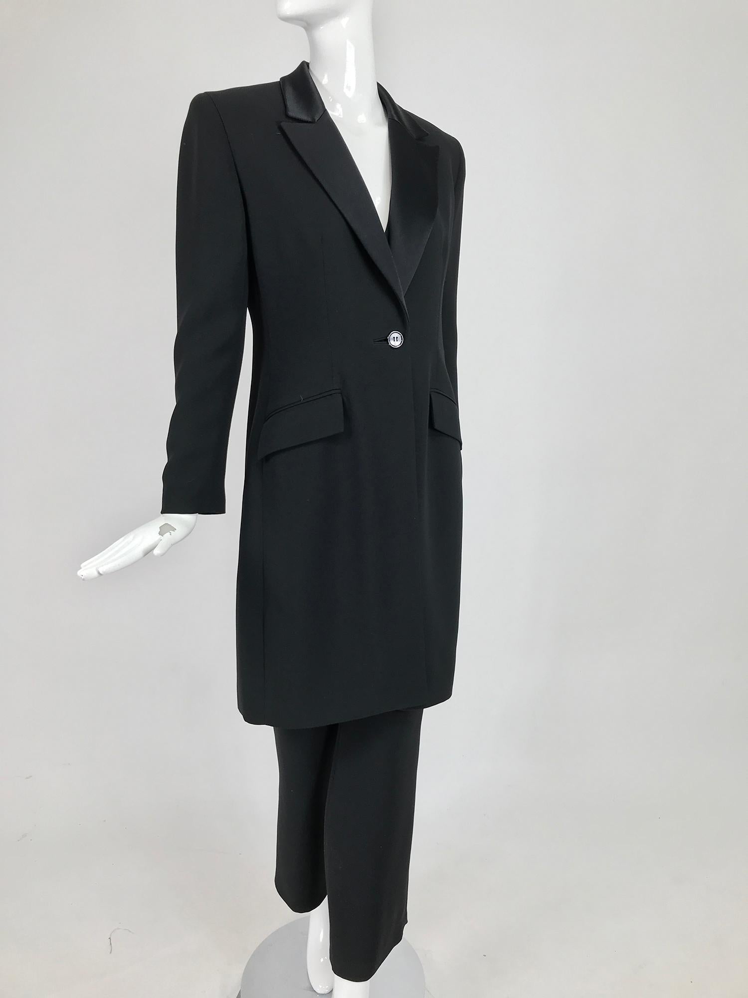 Badgley Mischka Tuxedo Coat and Jumpsuit Set in Black  9