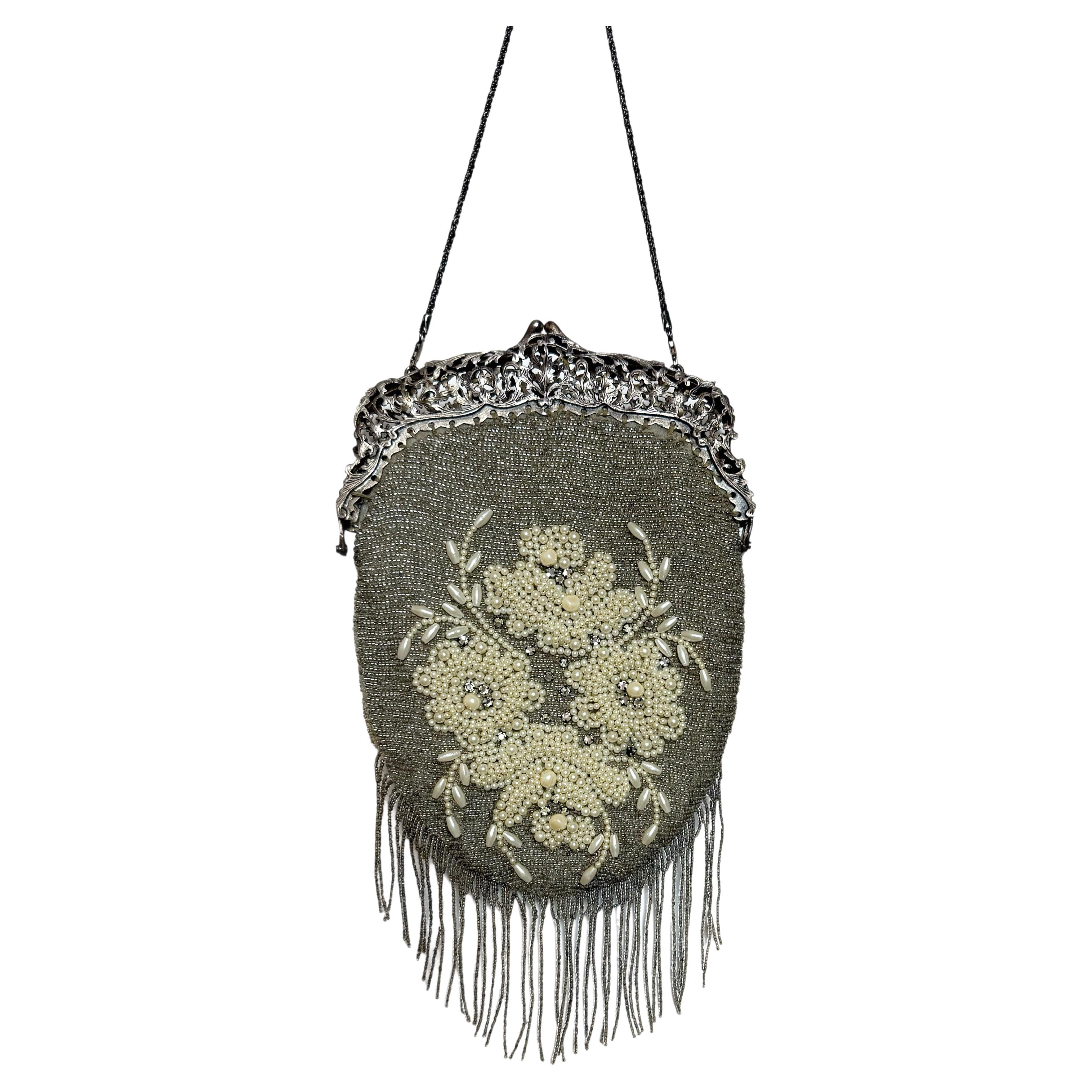 BADGLEY MISCHKA Vintage Bead Pearl Wedding Evening Bridal Mini Bag Bride Bridal For Sale