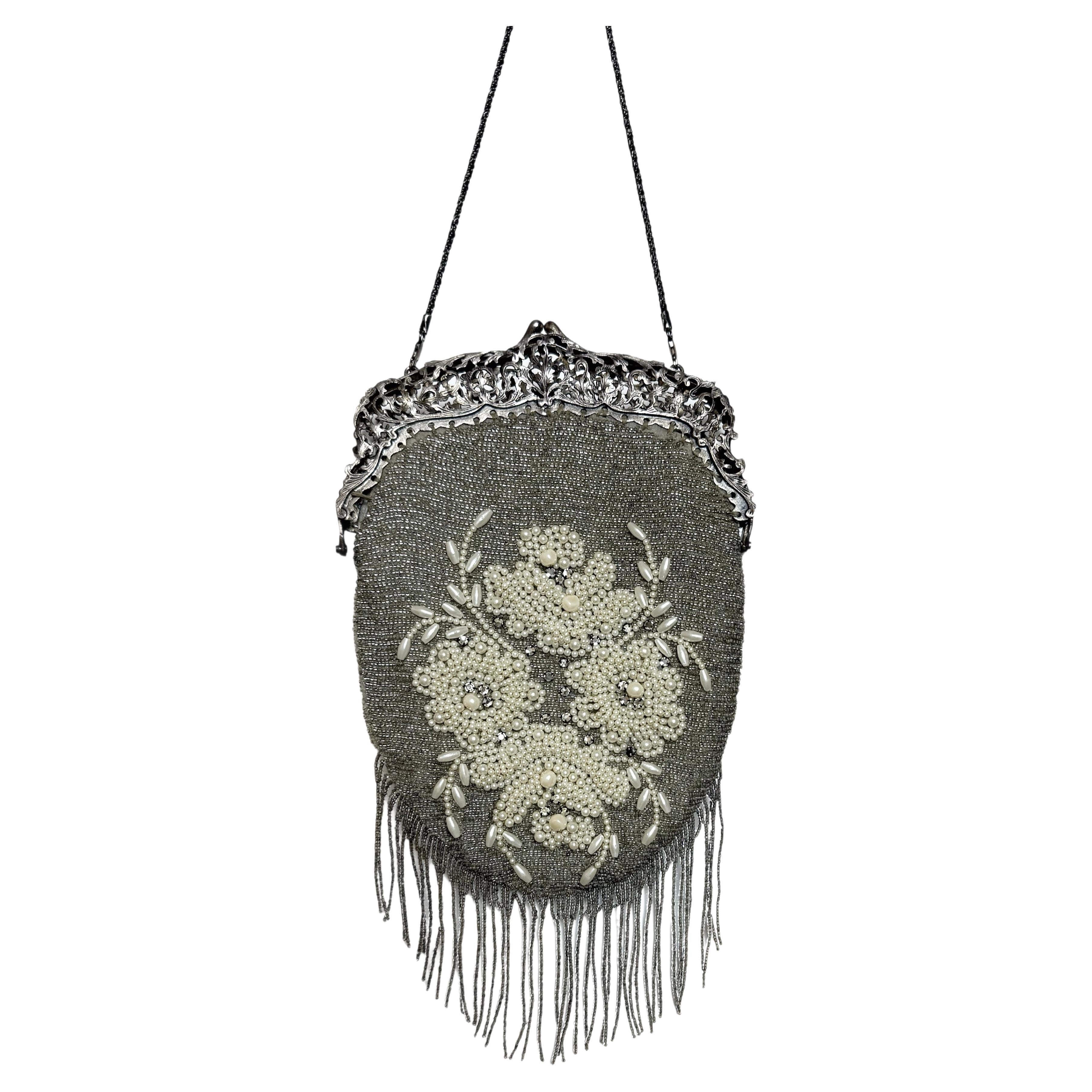 BADGLEY MISCHKA Vintage Bead Pearl Wedding Evening Mini Bag Sposa