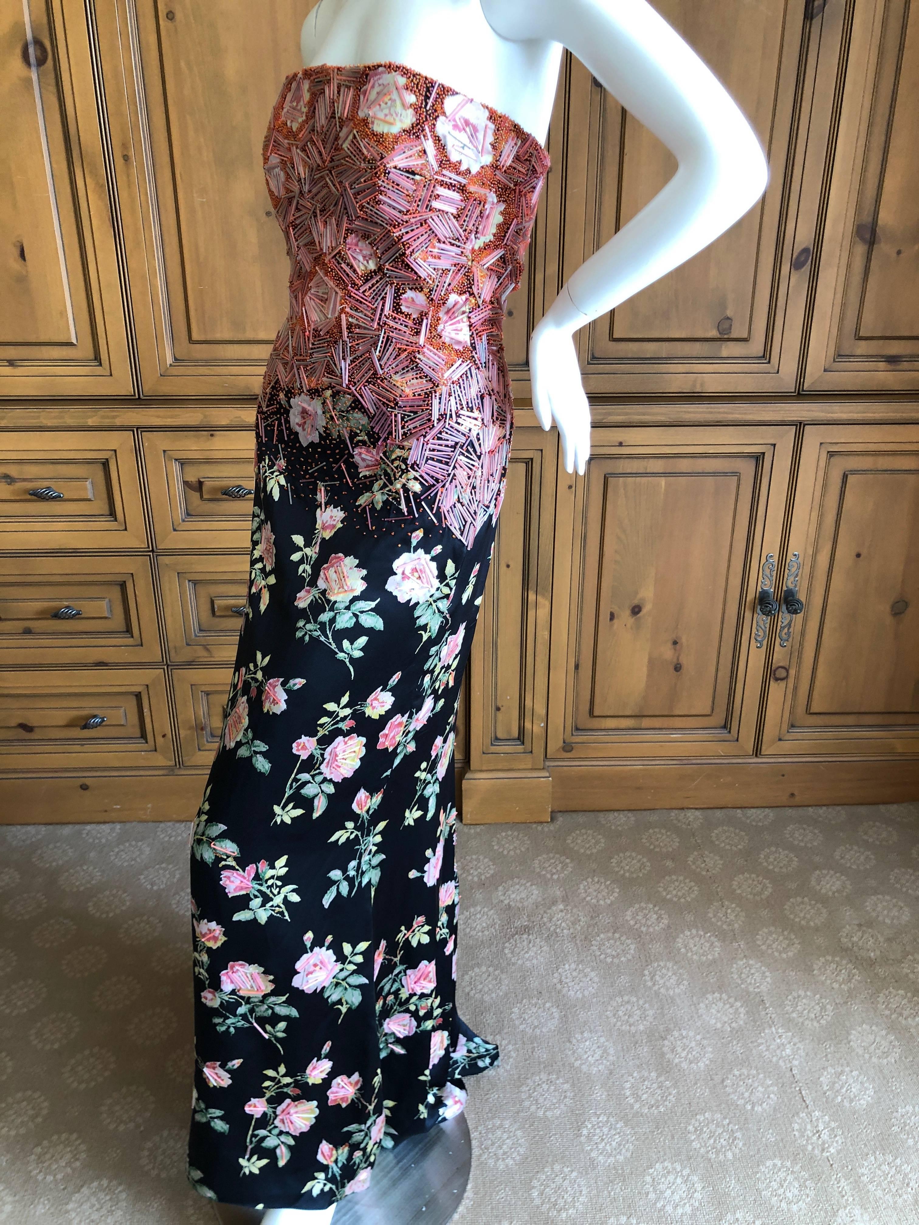 Badgley Mischka VIntage Beaded Silk Floral Ballgown with Wide Matching Shawl  For Sale 6