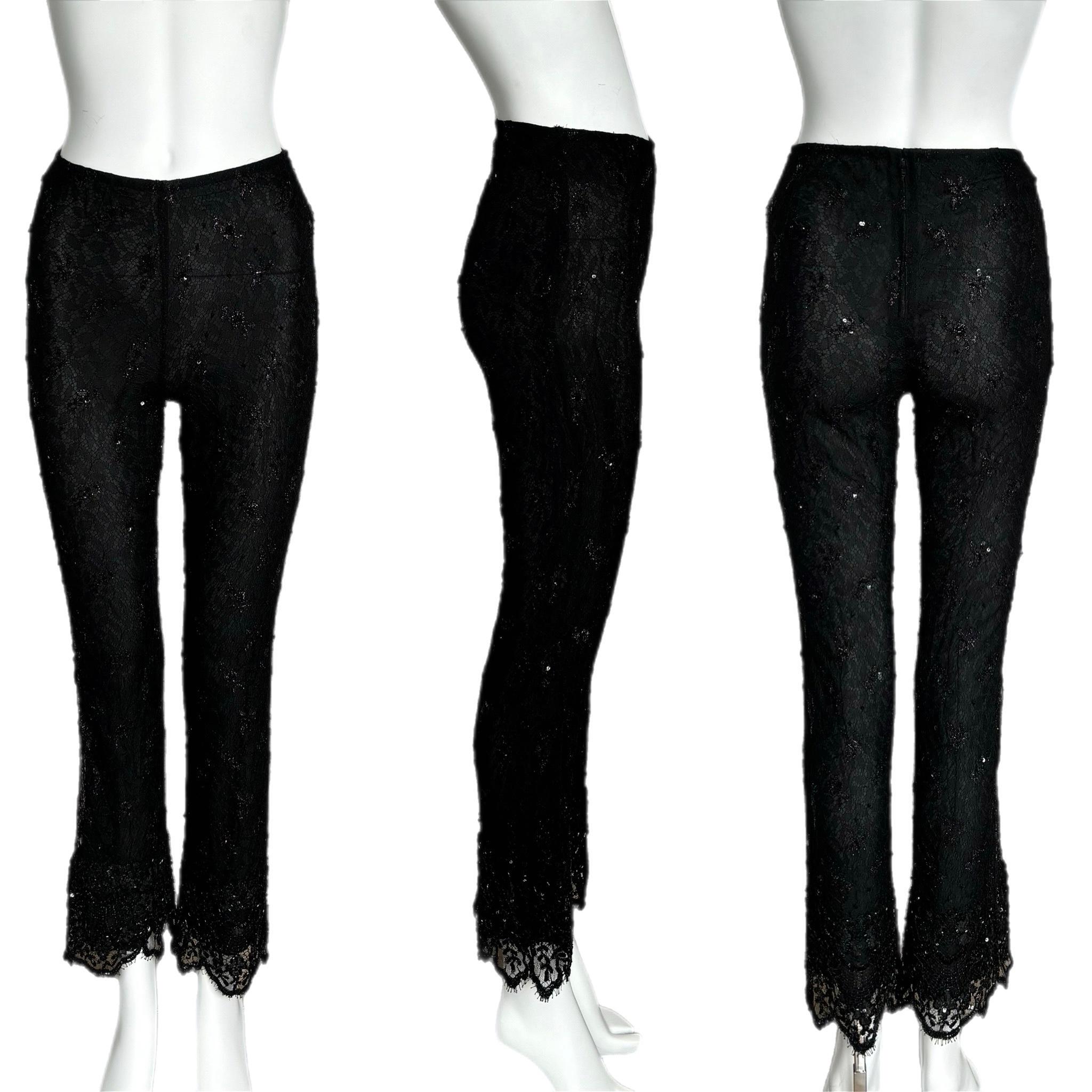 Women's BADGLEY MISCHKA Vintage Black Beaded 2 Piece Pant Set