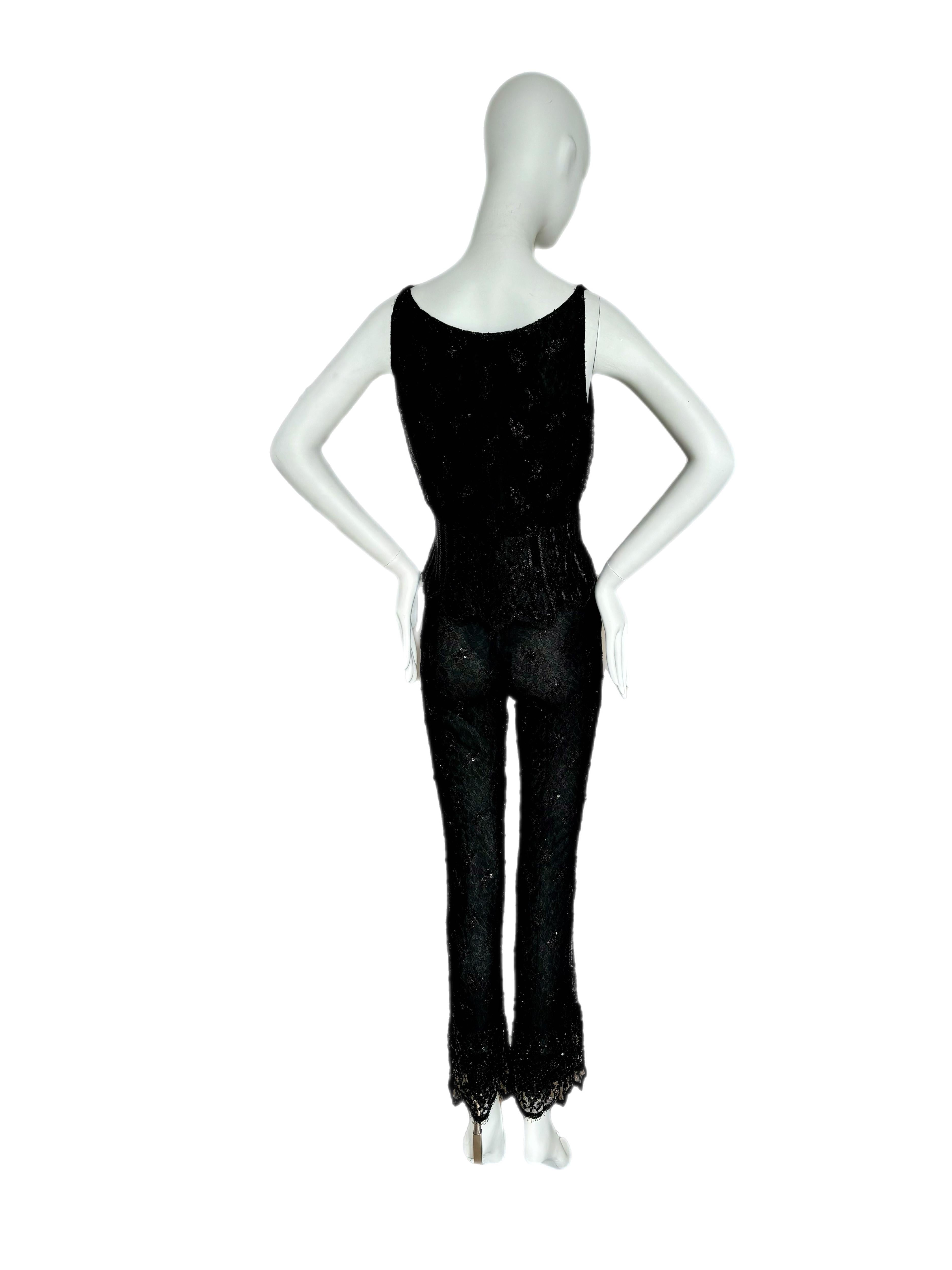 BADGLEY MISCHKA Vintage Black Beaded 2 Piece Pant Set 1