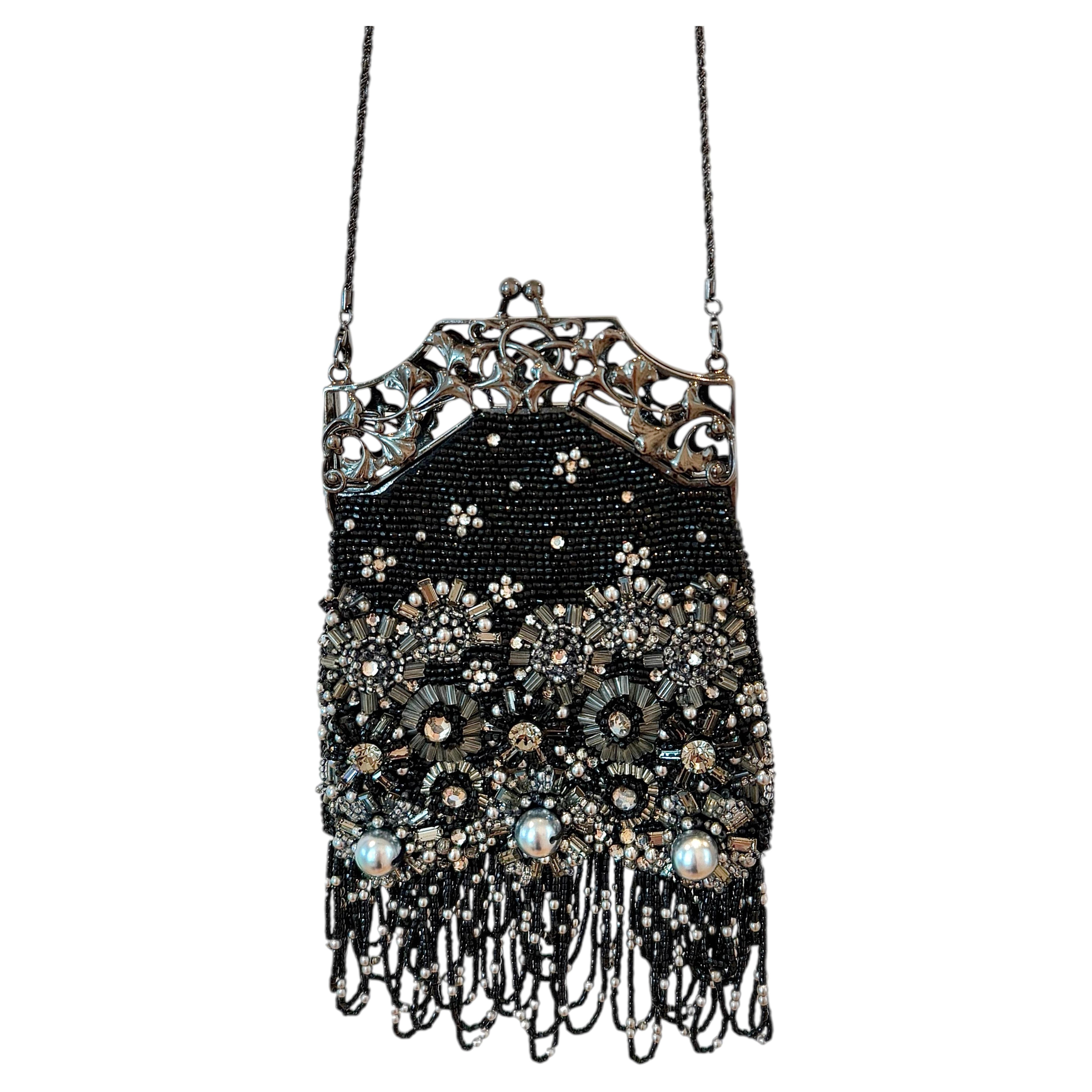 Bolso de noche «Micro Mini» Vintage negro y plateado de Badgley Mischka