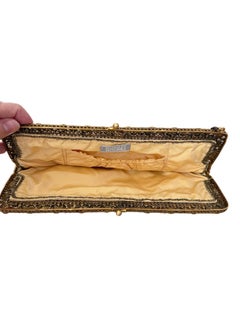 BADGLEY MISCHKA Vintage Gold Floral Embellished Evening Bag Purse Clutch