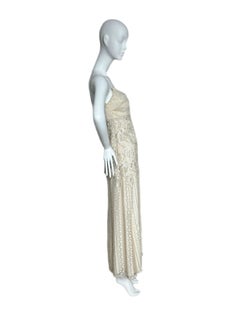BADGLEY MISCHKA Vintage Heavily Beaded Evening Gown Maxi Dress Bridal Wedding