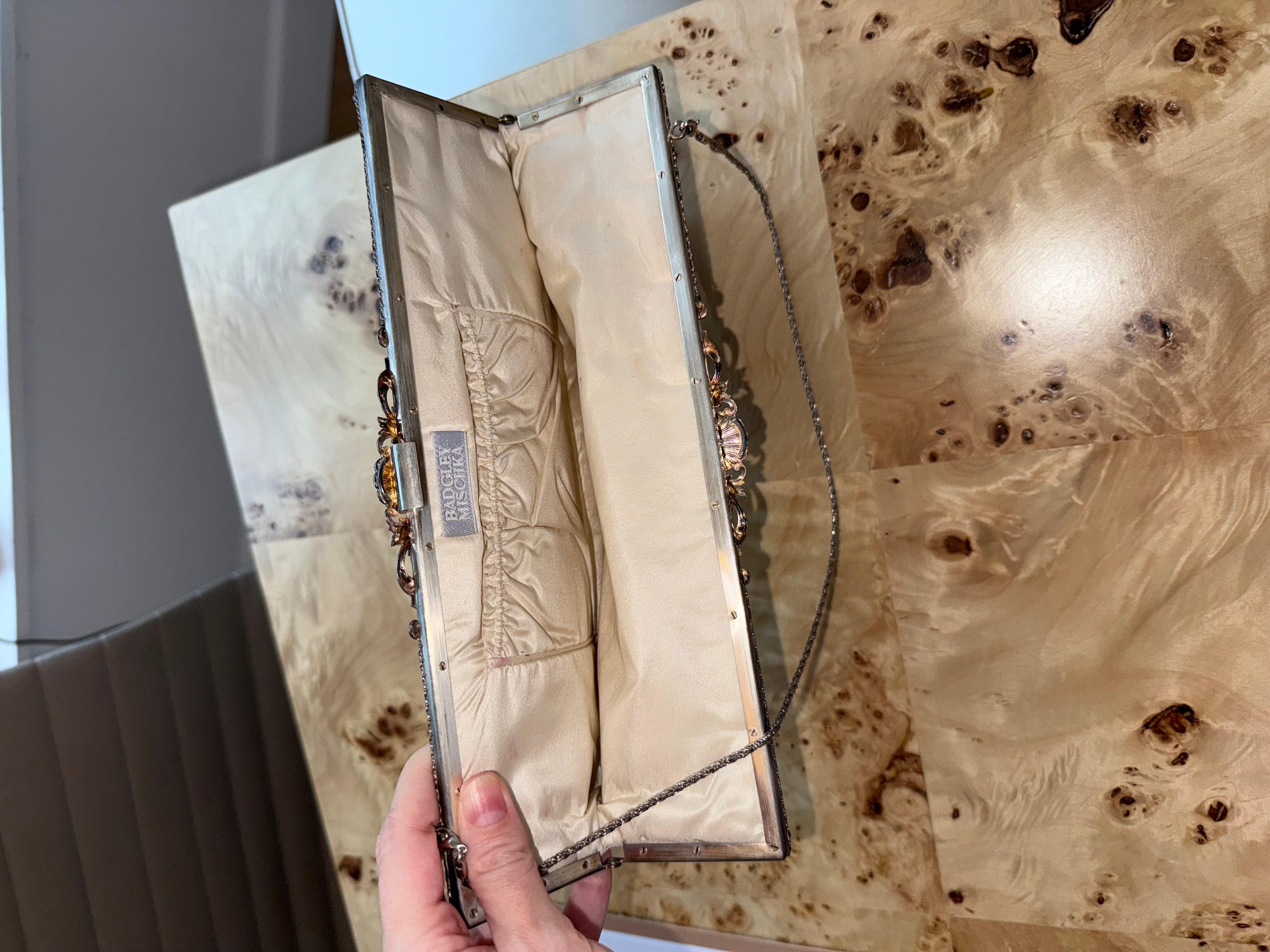 BADGLEY MISCHKA Vintage Heavy Embellished Floral Clutch Bag For Sale 1