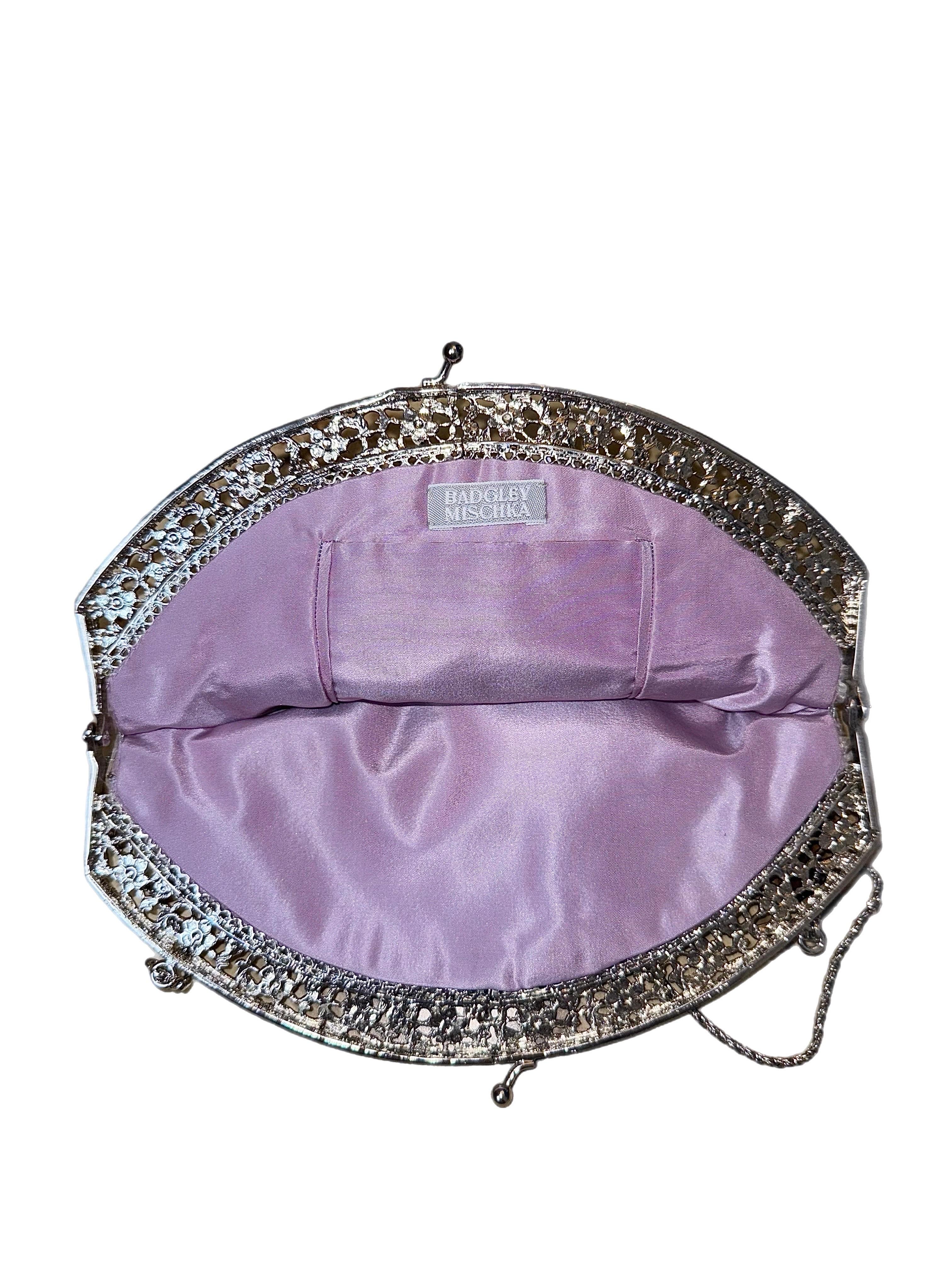 BADGLEY MISCHKA Vintage Iridescent Lilac Beaded Evening Bag Pour femmes en vente
