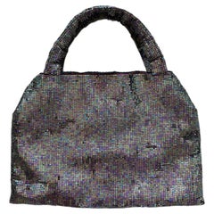 Bolso de noche BADGLEY MISCHKA Vintage Iridiscente Púrpura Totalmente de Cristal con Cuentas
