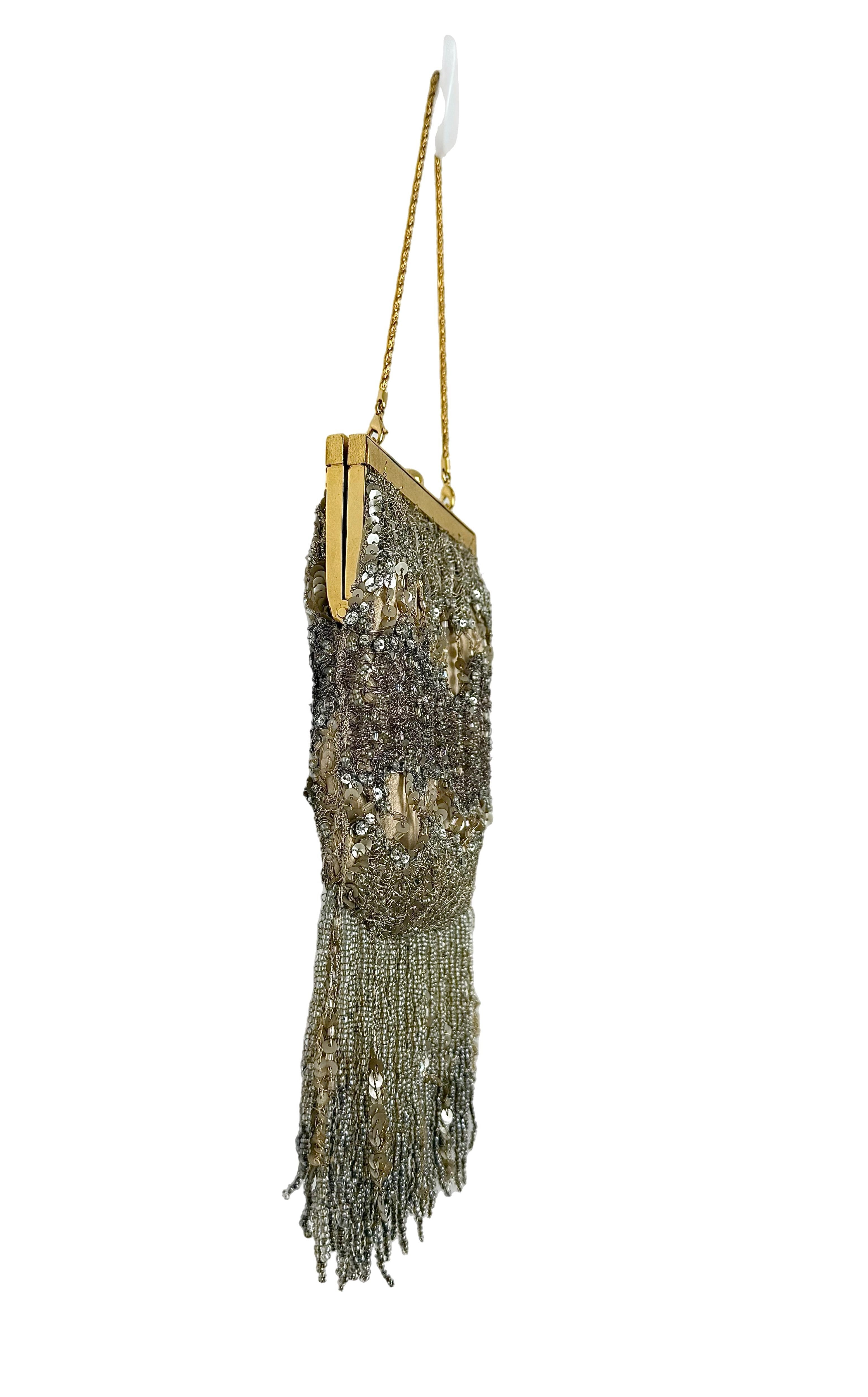 Marron BADGLEY MISCHKA Vintage Mini Embellished Evening Bag Minaudiere en vente