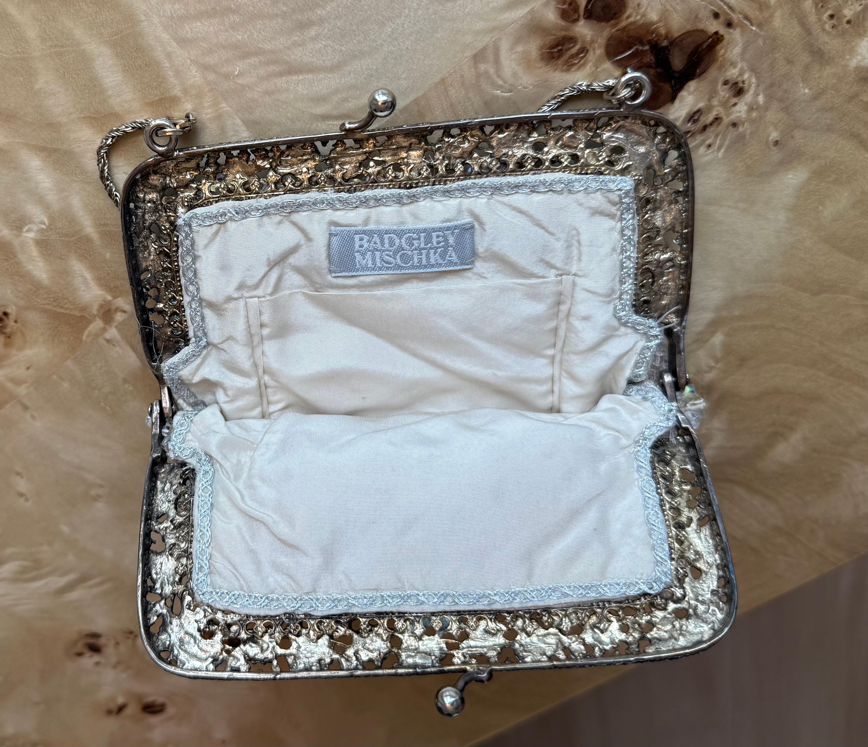 BADGLEY MISCHKA Vintage Pale Pink Encrusted Minaudiere Bag Evening Purse (Grau) im Angebot