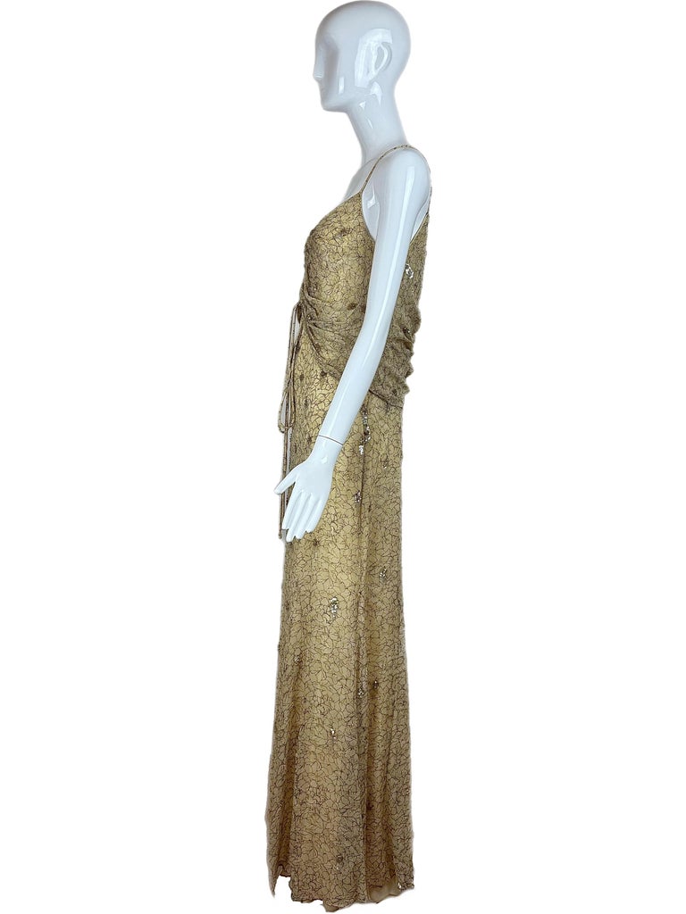 badgley mischka dress gold Gold Pleated Midi Dress