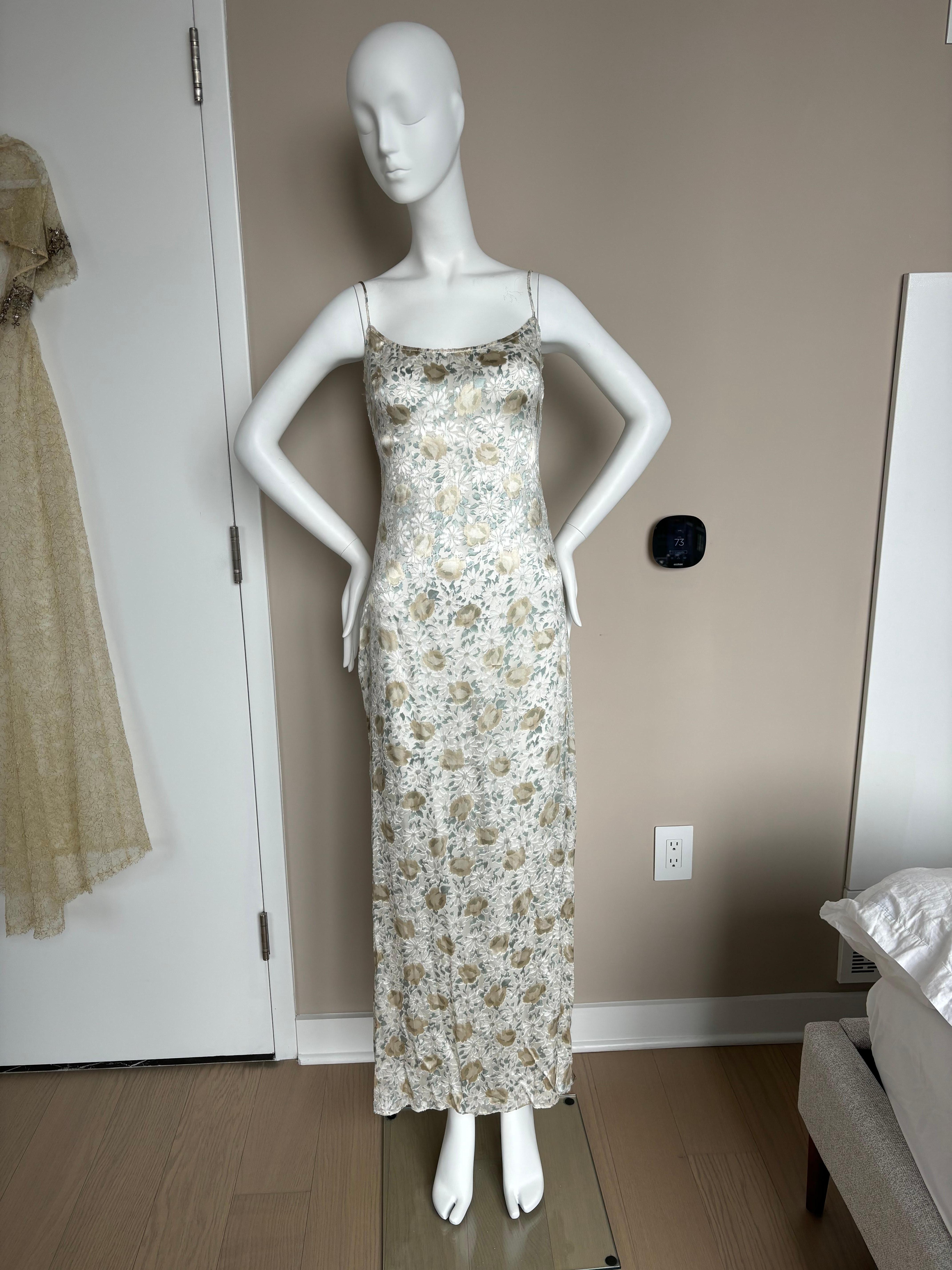 BADGLEY MISCHKA Vintage Slip Gown w. Delicate Lace Embellished Overlay Maxi For Sale 1