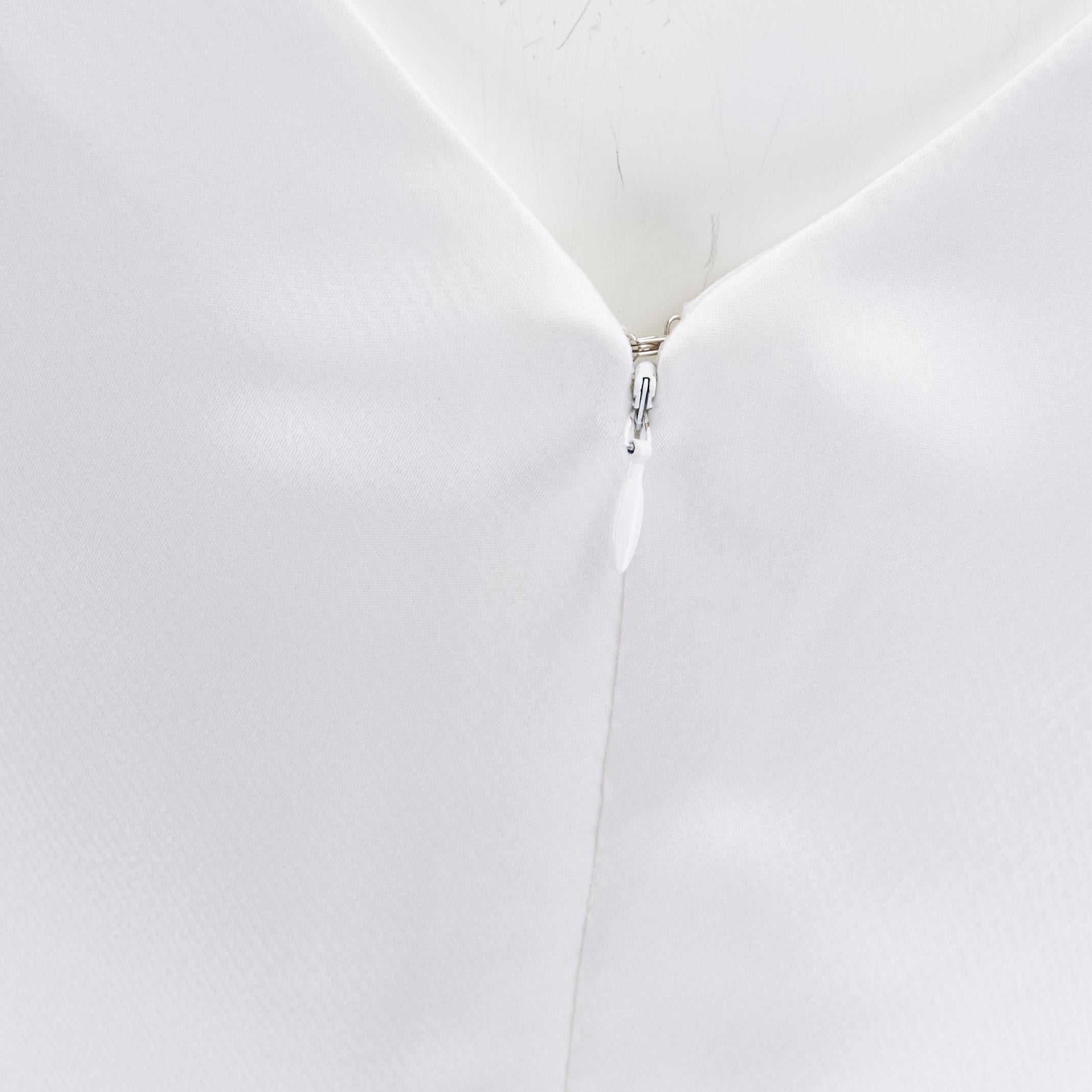 BADGLEY MISCHKA white draped neckline viscose top V-back maxi gown dress US6 S 2