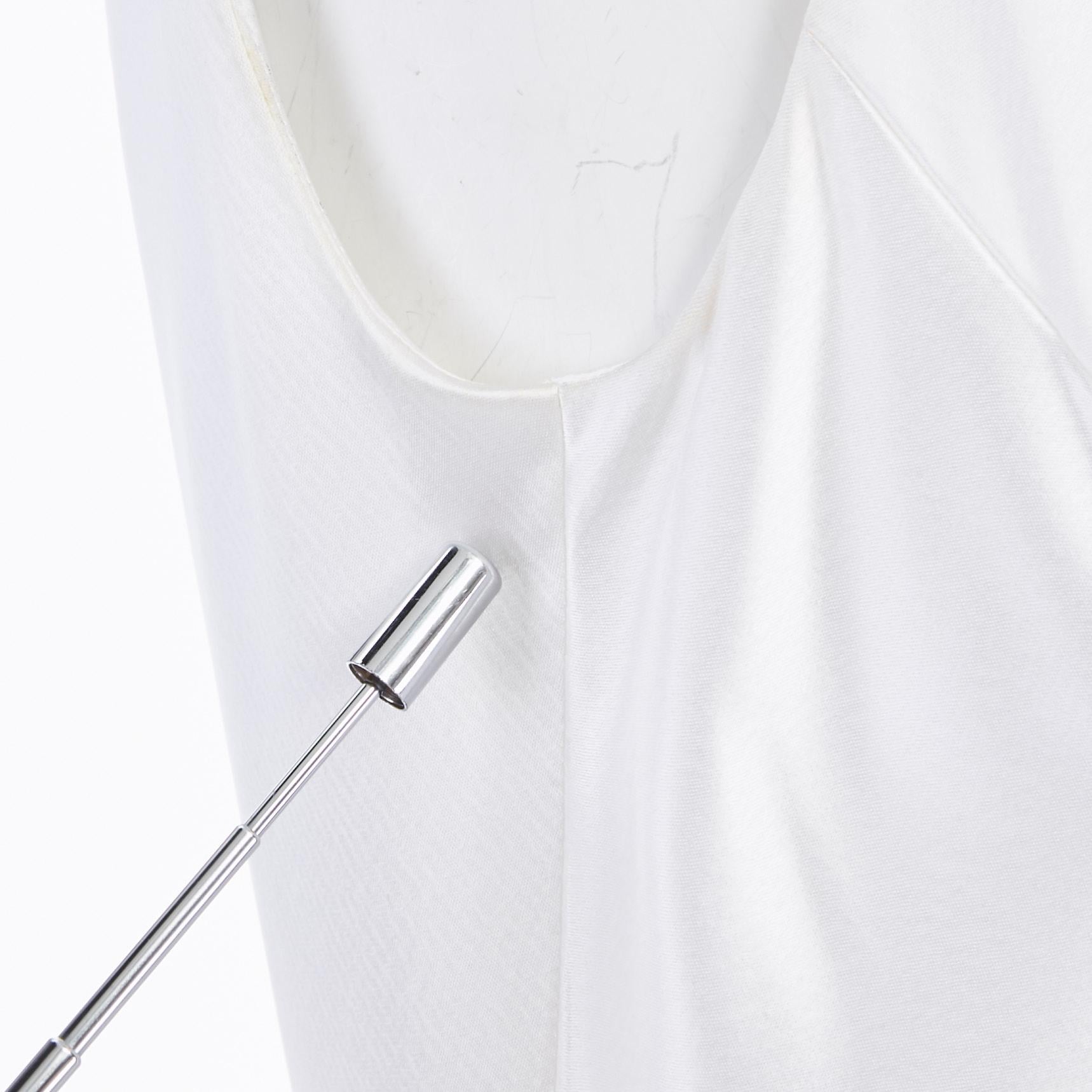 BADGLEY MISCHKA white draped neckline viscose top V-back maxi gown dress US6 S 3