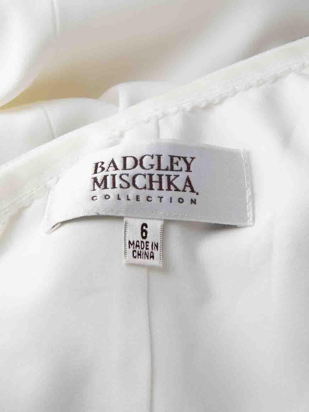 Women's Badgley Mischka White One Shoulder Sequinned Gown Size M
