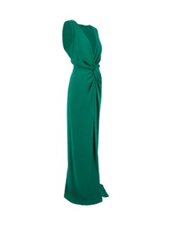 Badgley Mischka Women's Green Plunge Neck Knot Maxi Dress