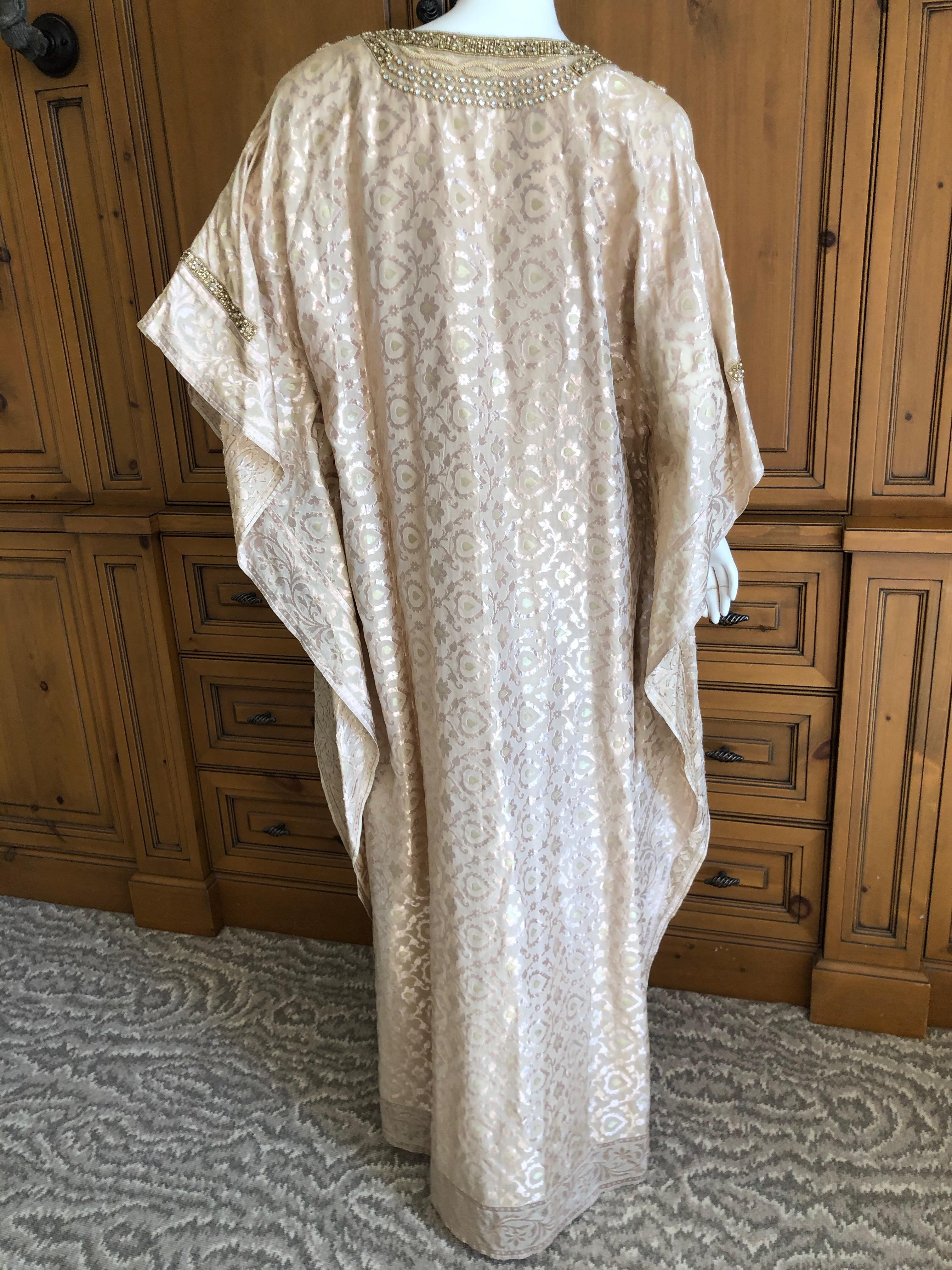 Badgley Mishka Couture Richly Jeweled & Pearl Embellished Gold Silk Caftan NEW 5