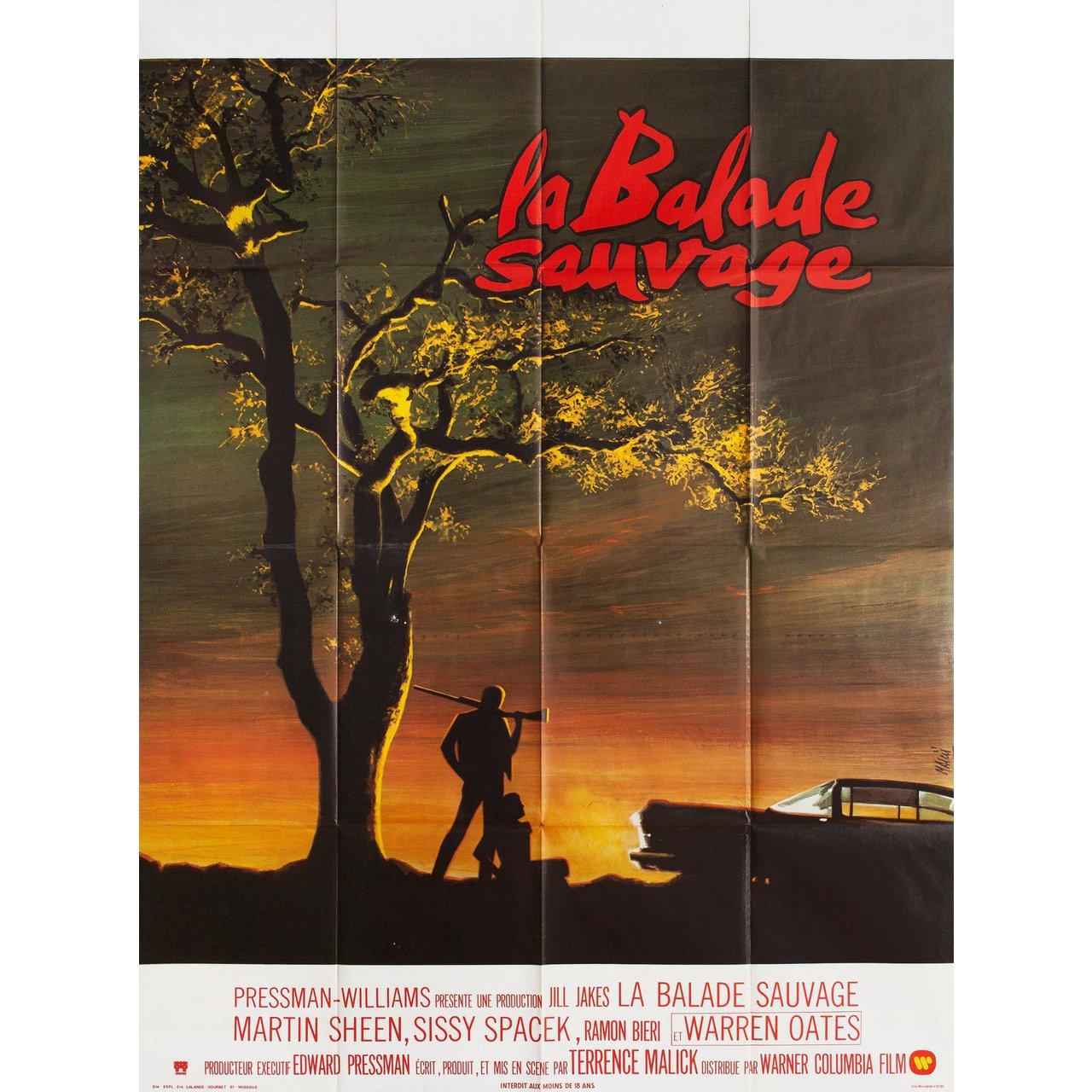 Original 1974 French grande poster by Jean Mascii for the film Badlands directed by Terrence Malick with Martin Sheen / Sissy Spacek / Warren Oates / Ramon Bieri. Very good-fine condition, folded. Many original posters were issued folded or were