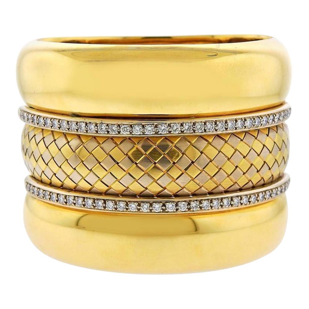 Badler Italy Gold Diamond Massive Bangle Bracelet For Sale