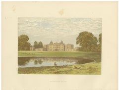Badminton House, Gloucestershire, Antique Morris Woodblock Print, circa 1870