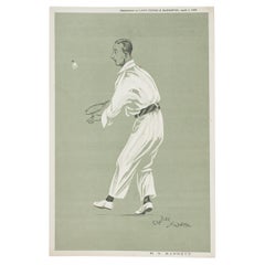 Antique Badminton Print by Charles Ambrose, H.N. Marrett