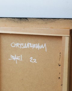 Chrysanthemum- Black and White Acrylic Painting in Contemporary Minimalist Style