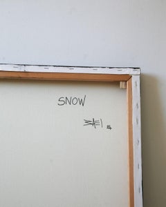 Snow - Black and White Acrylic Painting in Contemporary Minimalist Style