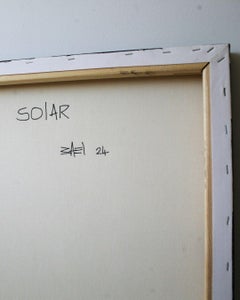Solar - Black and White Acrylic Painting in Contemporary Minimalist Style
