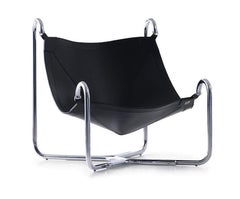 Baffo Armchair in Black with Chrome Frame by Busnelli
