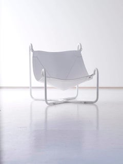 Baffo Armchair in White with White Frame by Busnelli