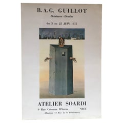 Surrealistisches Ausstellungsplakat von B.A.G. Guillot aus der Mitte des Jahrhunderts