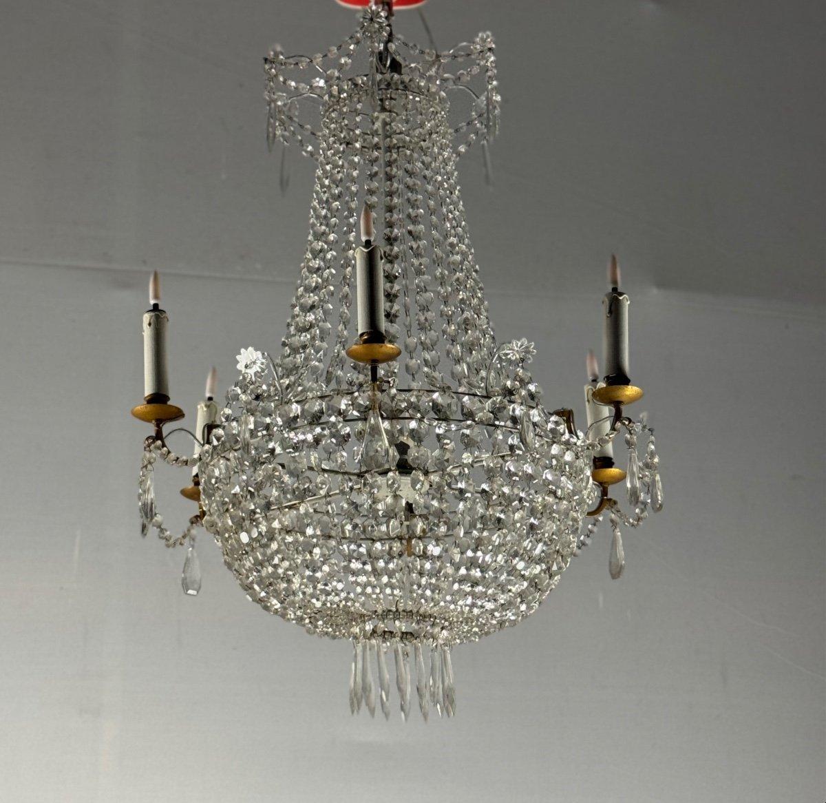 XX secolo Lampadario Bag Of Pearls, cristalli tagliati Circa 1900 in vendita