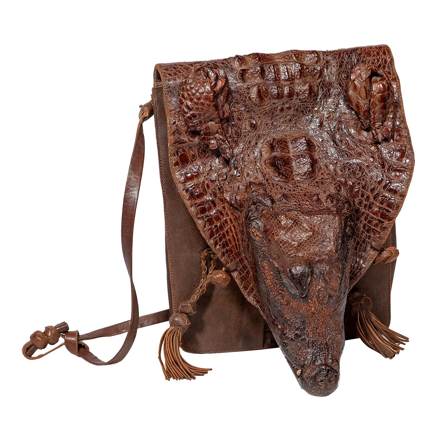 Borsa a tracolla Cross Satchel Crocodile Head Hornback Legs One Piece Skin Full Body in vendita