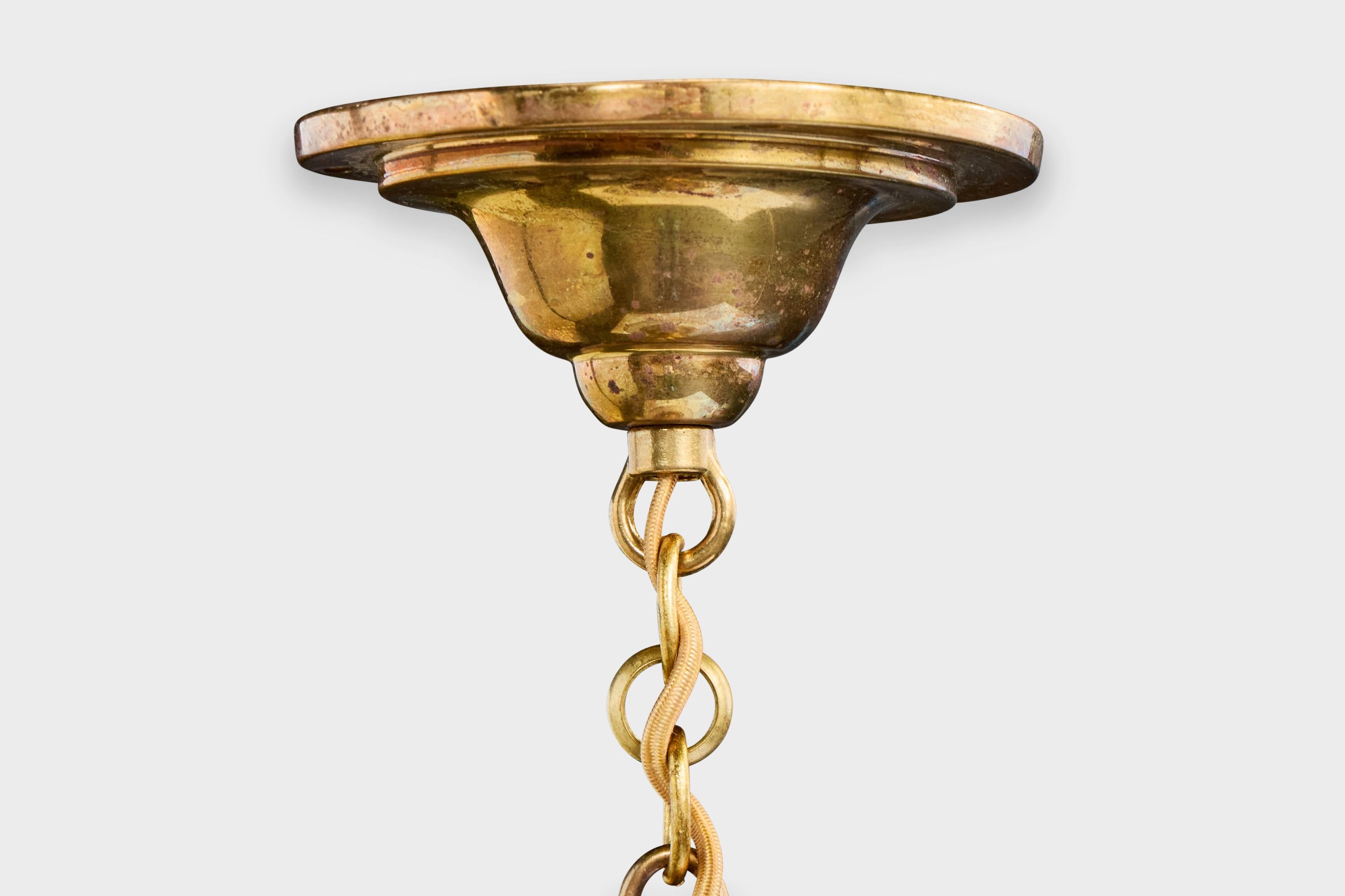 BAG Turgi, Lámpara colgante, Latón, Cristal, Suiza, años 20 en venta 4