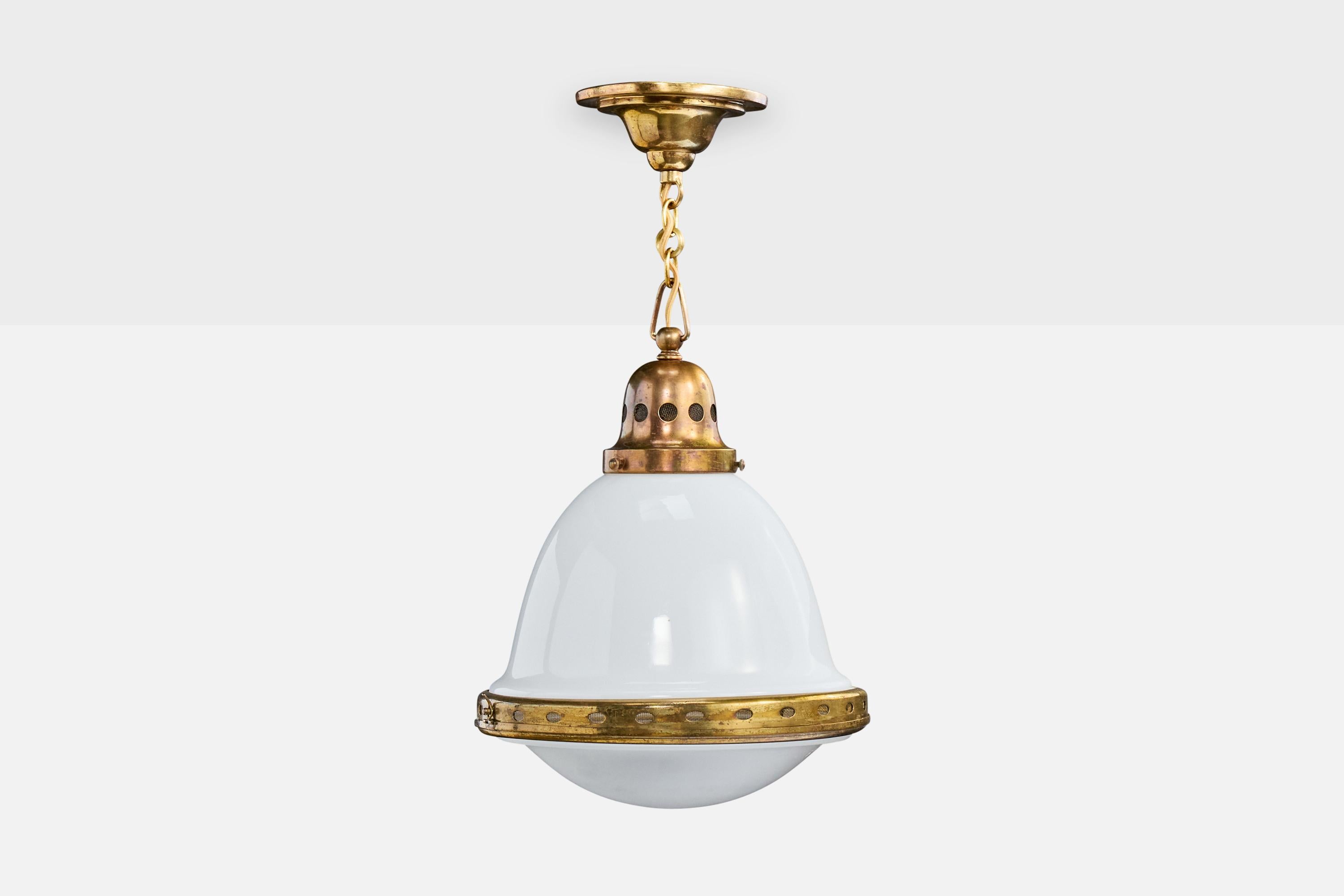 BAG Turgi, Lámpara colgante, Latón, Cristal, Suiza, años 20 Moderno de mediados de siglo en venta