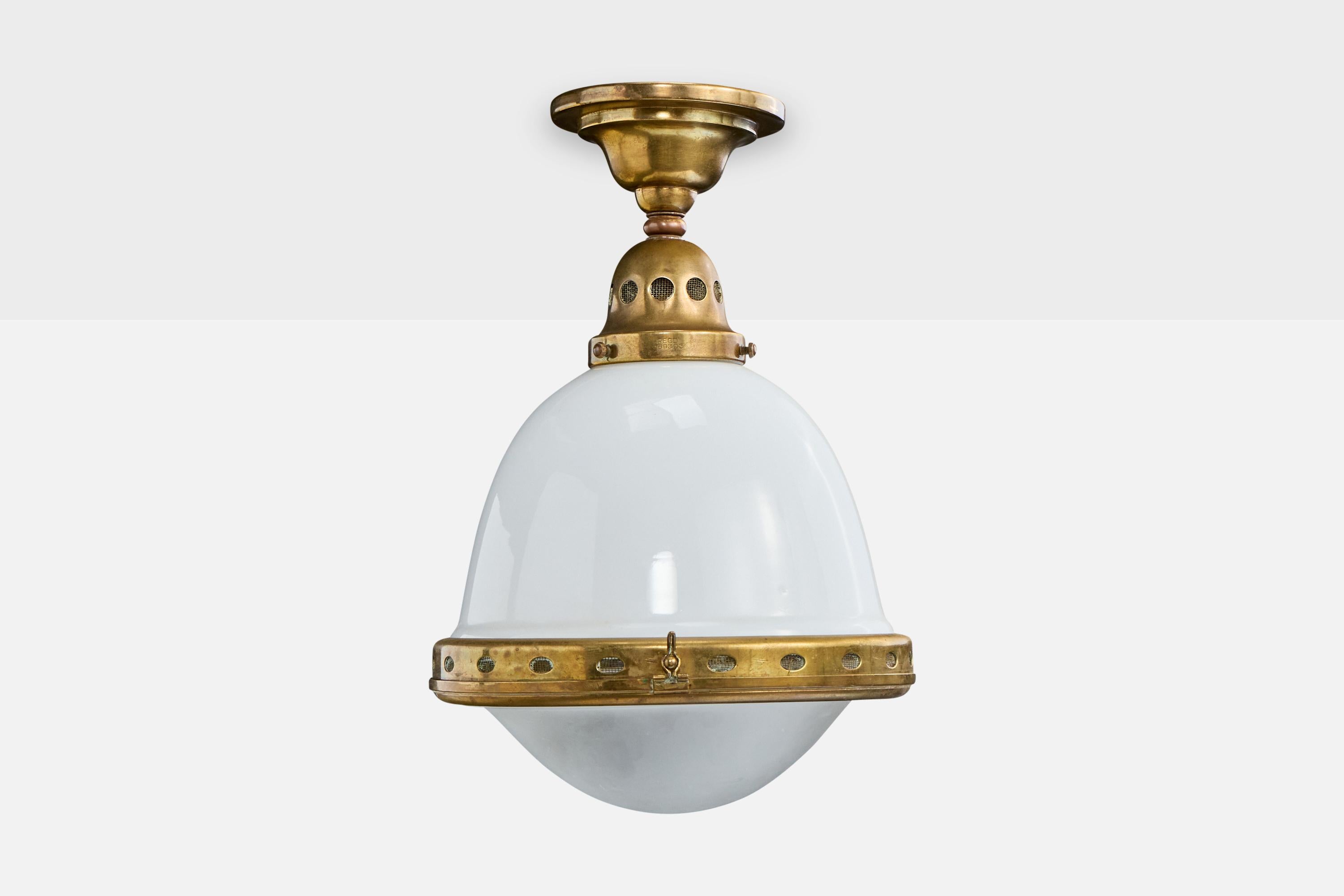 BAG Turgi, Lámpara colgante, Latón, Cristal, Suiza, años 20 Moderno de mediados de siglo en venta