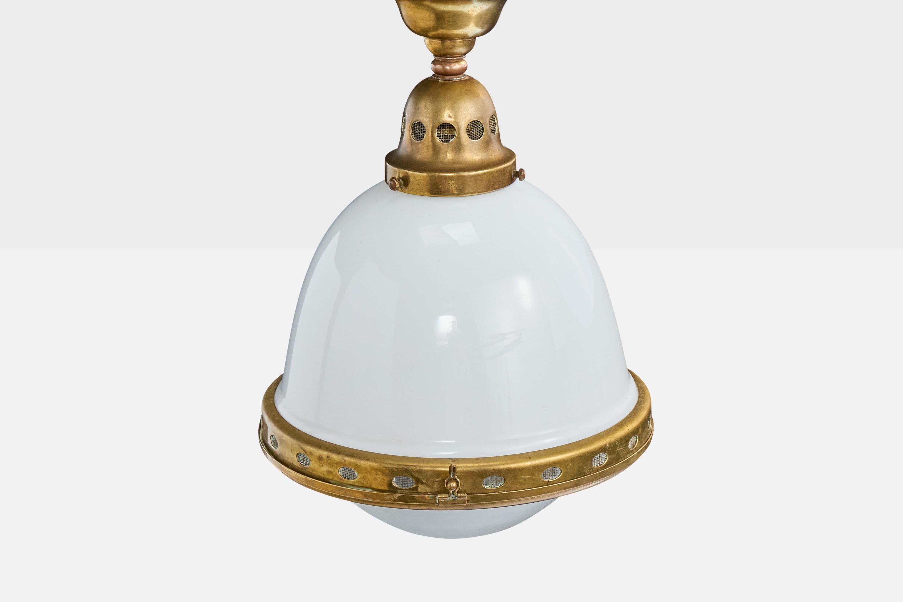 BAG Turgi, Lámpara colgante, Latón, Cristal, Suiza, años 20 Suizo en venta