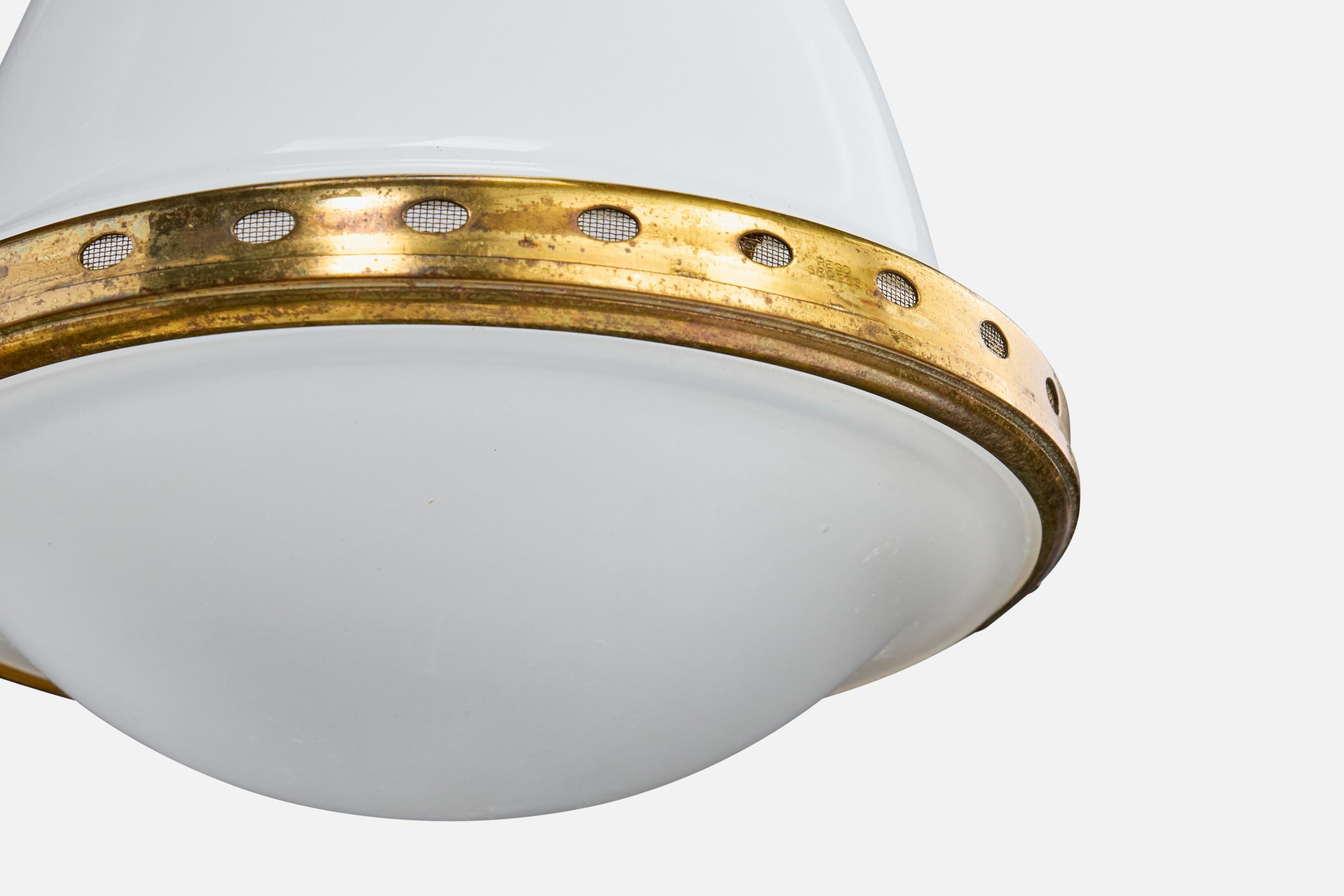 BAG Turgi, Lámpara colgante, Latón, Cristal, Suiza, años 20 principios del siglo XX en venta