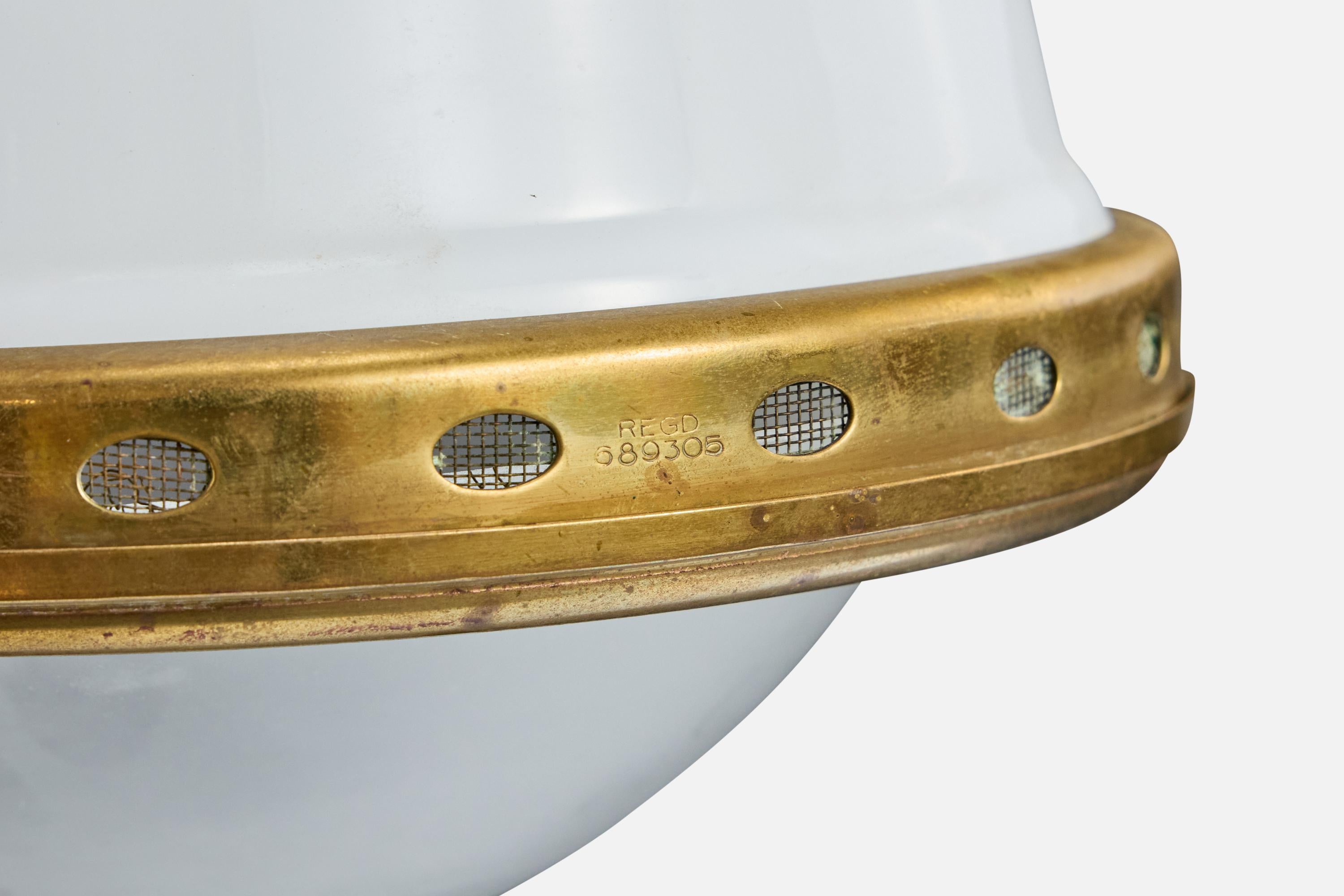 BAG Turgi, Lámpara colgante, Latón, Cristal, Suiza, años 20 en venta 1