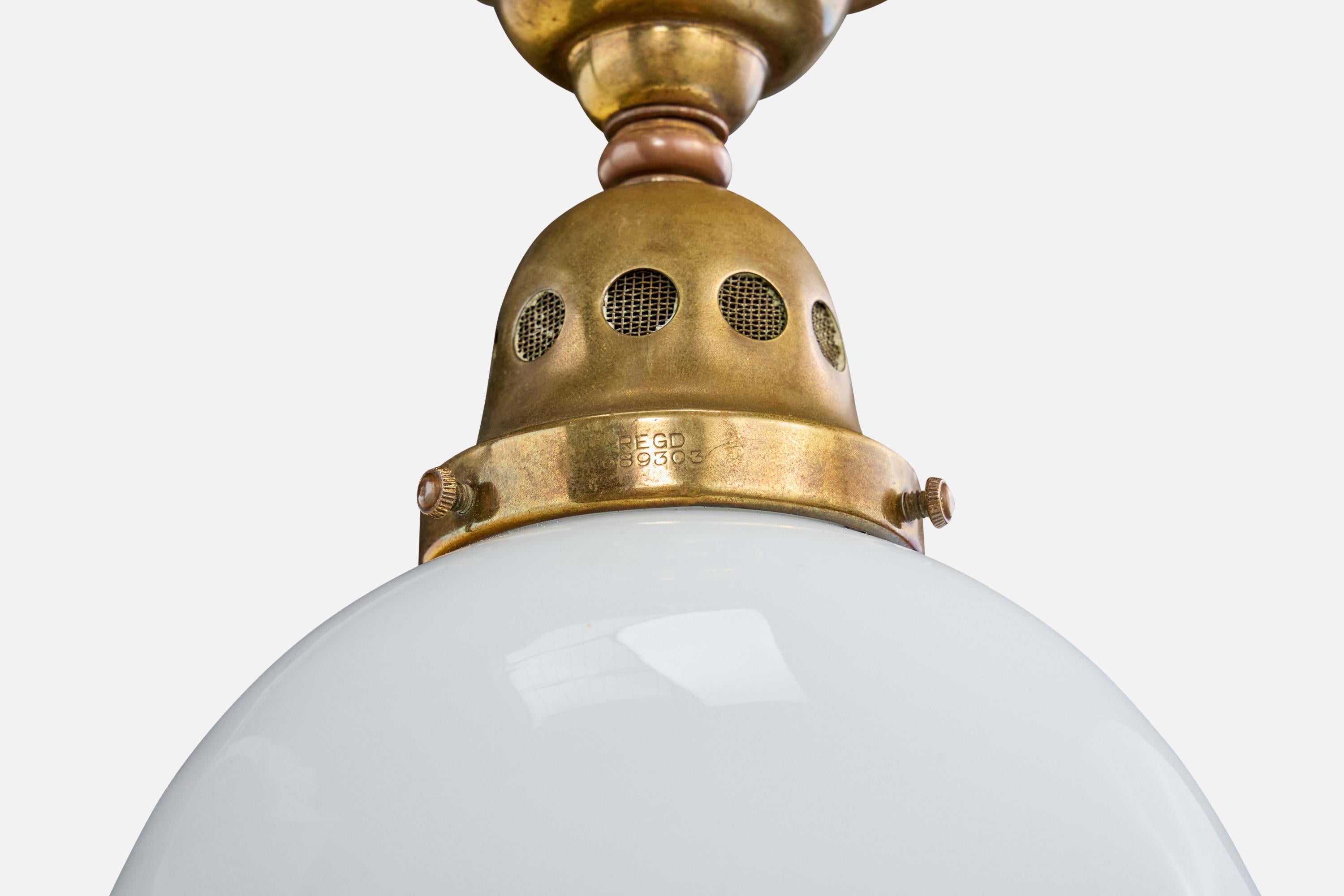 BAG Turgi, Lámpara colgante, Latón, Cristal, Suiza, años 20 en venta 2